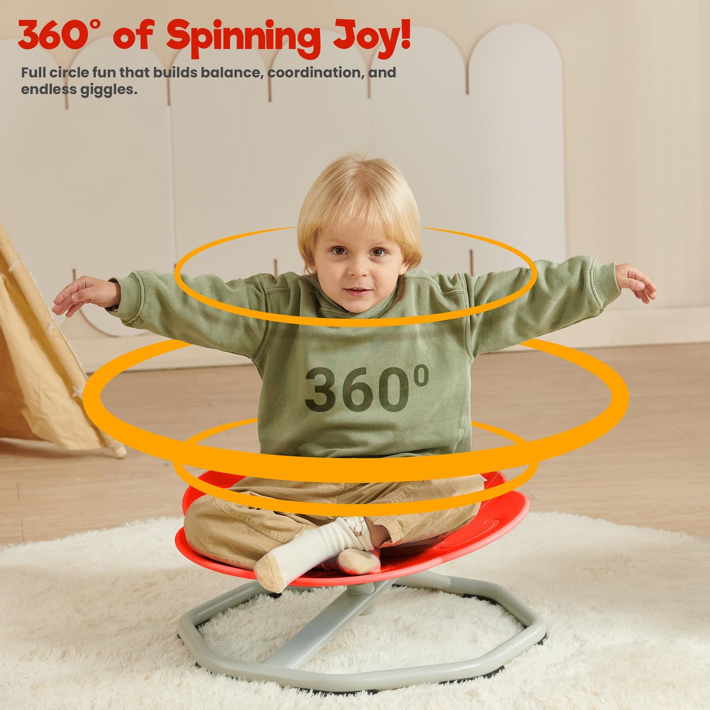 Almast Kids Spinning Chair for Autistic Kids – (Red) Cat’s Paw Shape Sensory Spinning Chair | Indoor Autism Toy | Ages 3+ | 220 lbs Capacity