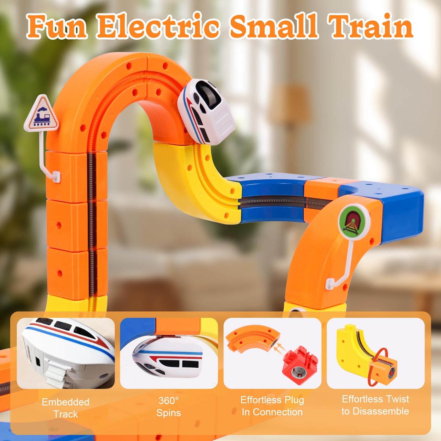 81 Pcs Electric Train Set for Kids, Anti-Gravity 3D Flexible Race Track with Motorized Car, STEM Building Construction Toys for Toddlers, Creative Birthday Gift for Boys Girls Ages 3 4 5 6 7 8+