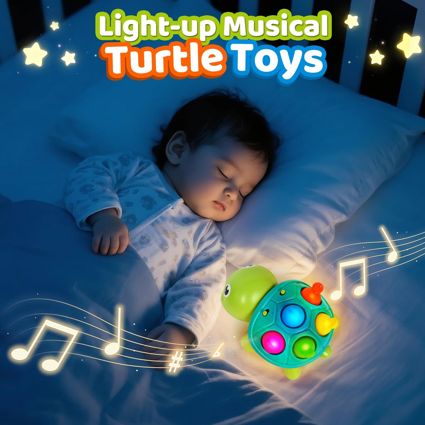 TSYAN Baby Toys 6-12Months, Musical Turtle Crawling Infant Toys, Tummy Time & Infant Toys with Light & Sound,Early Learning Educational Toy Christmas Birthday Gifts for Boys Girls 0-1 Years Old