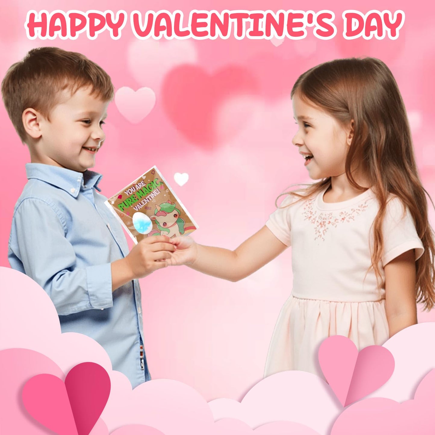 Thremhoo 28PCS Hatching Unicorn Eggs Valentines Day Cards for Kids School Classroom Novelty Hatch Toys Valentine's Day Exchange Gifts for Toddler Boy Girl Class Valentine Party Favors Treat Bulk