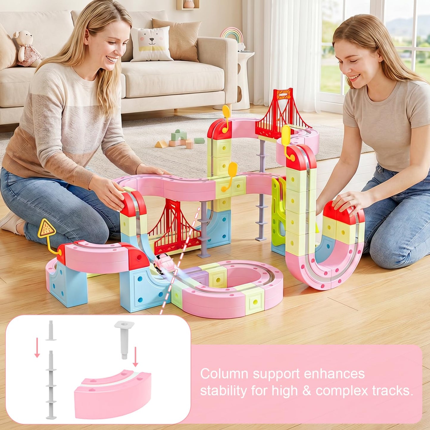 WUPIOS Electric Train Set, 3D Flexible Race Track 180 PCS Car Track with Light Gravity Defying Train Track Magnetic Track Car Toys Stem Learning Toy Girls Birthday Gift Cube Track