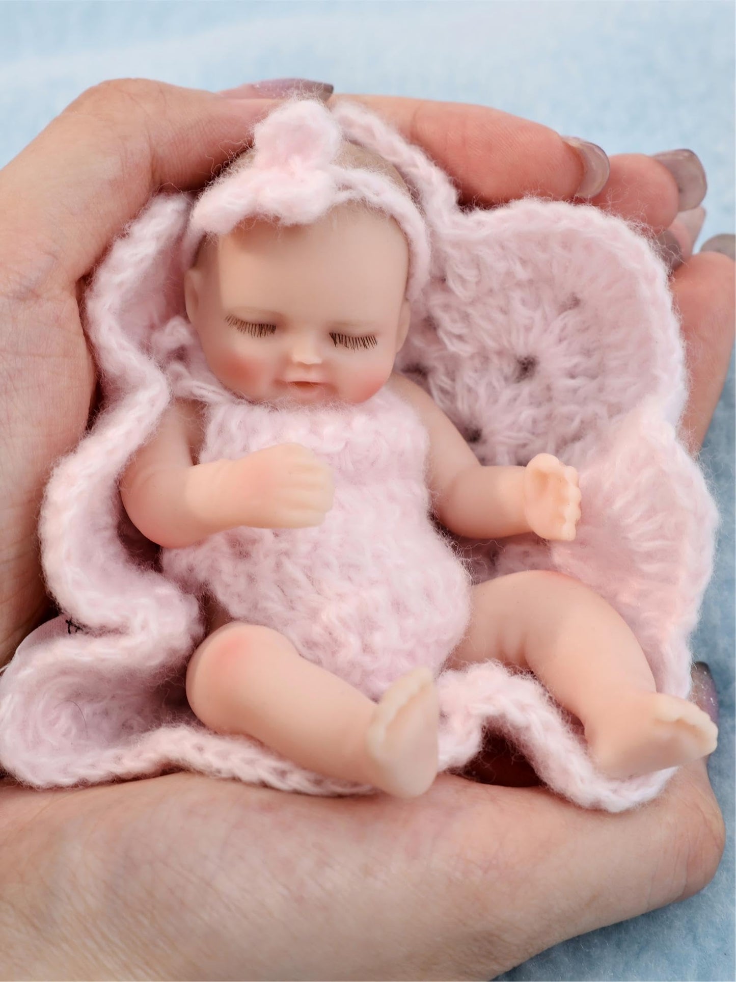 Cloveray 5 inch Mini Platinum Silicone Reborn Baby Doll, Tiny Silicone Baby Dolls，Realistic Newborn Baby Dolls Full Body Stress Relief, Decoration, Gifts, Collectible