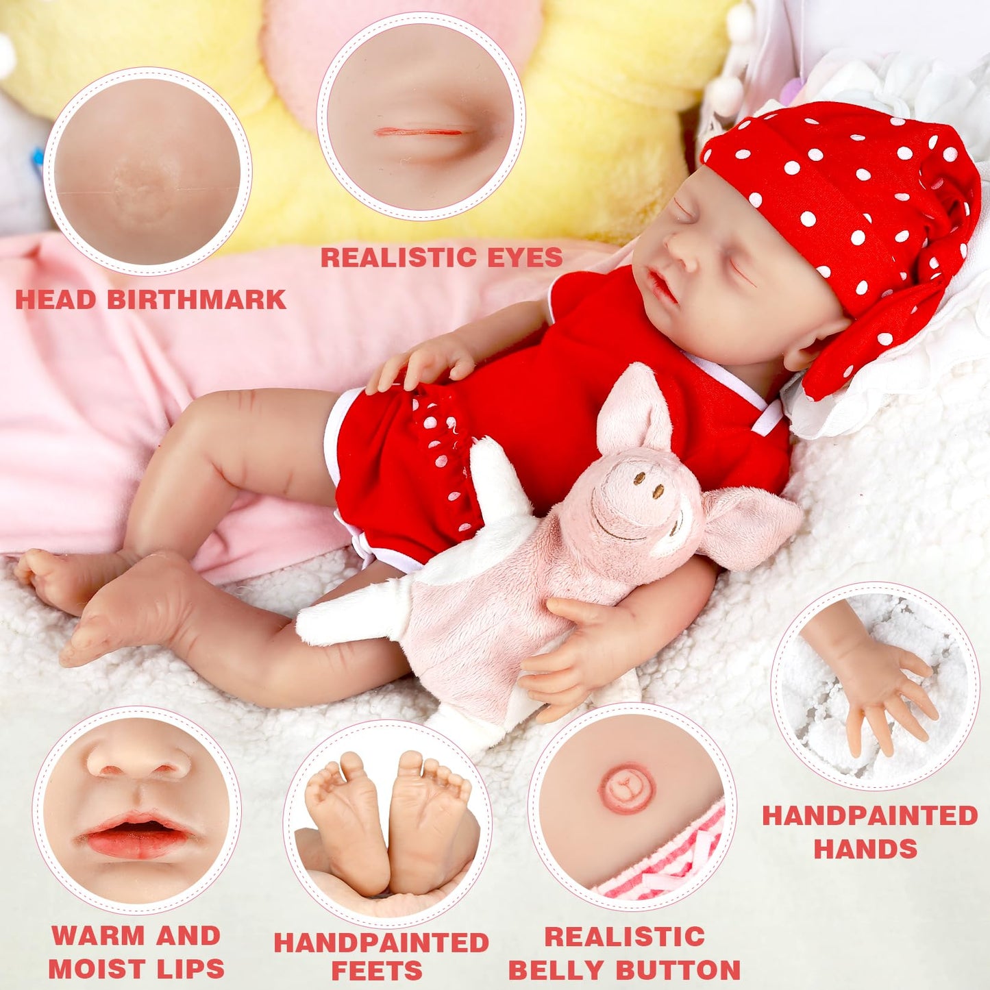 IVITA 14 inch Sleeping Silicone Baby Dolls Girl Weighted 3.81 lb,[NOT Vinyl],Silicone Full Body Reborn Realistic Real Life Lifelike Newborn Soft Babies with Accessories & Gift Box for Kids Age 3+