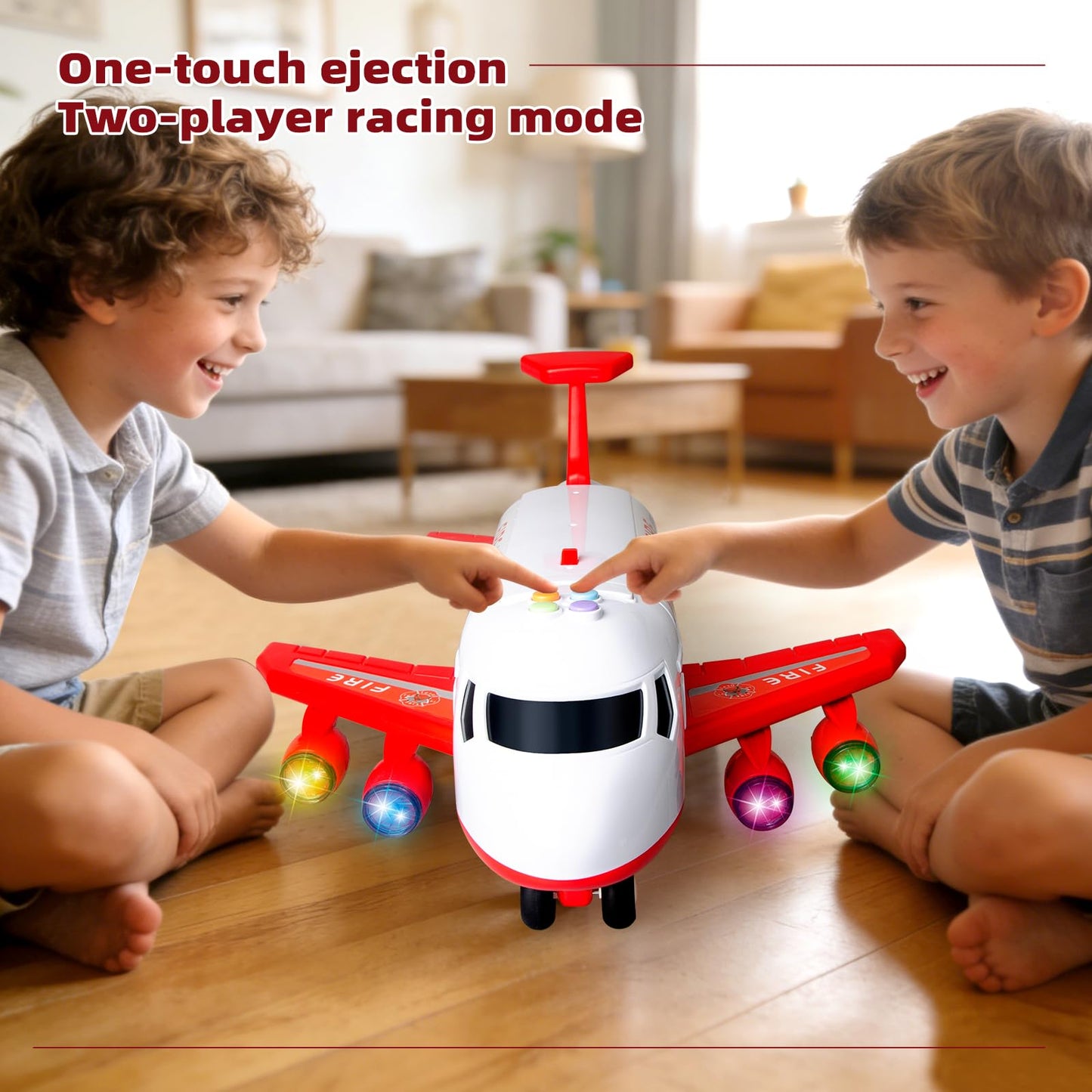 Cmartlarge Airplane Toy with 4 Layer Foldable Race Track, Transport Carrier Plane with 6 Race Cars, LED Lights & Sounds, Toddlers Toys Birthday for 3 4 5 6+ Years Old Boys Girls