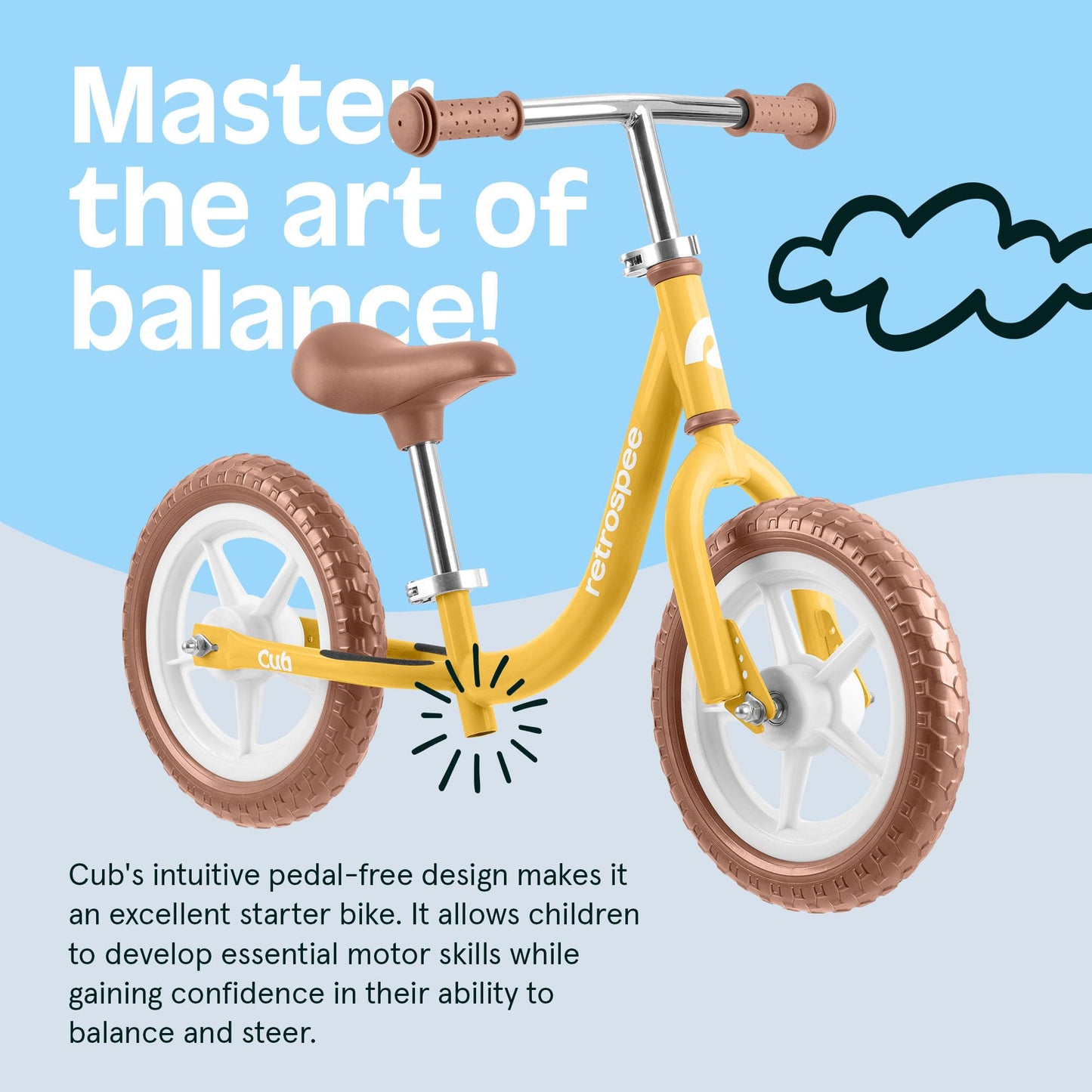 Retrospec Cub 2 Toddler 12" Balance Bike, 18 Months - 3 Years Old, No Pedal Beginner Kids Bicycle for Girls & Boys, Flat-Free Tires, Adjustable Seat, & Durable Frame