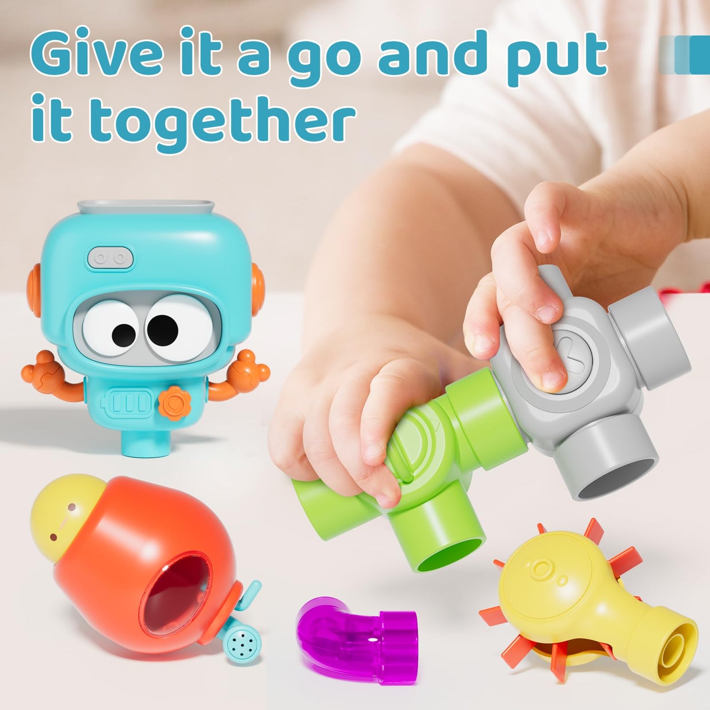 SOCBTNSO DIY Assemble Water Pipe, Bath Toys for Kids Ages 4-8, DIY Building Kit for Ages 5-7, Bathtub Time Birthday Gifts for Toddler 3 + Year Old