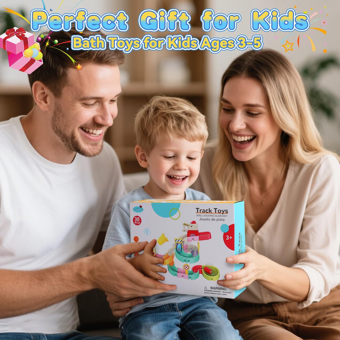 Kids Bath Toys for Kids Ages 4-8 3-5 with Magnetic Car Bath Toys Mold Free & DIY Slides Tracks Bathtub Shower Toys Birthday Gifts for Toddlers 2-4 5 6 7 8 Year Old Boys Girls (38 PCS)
