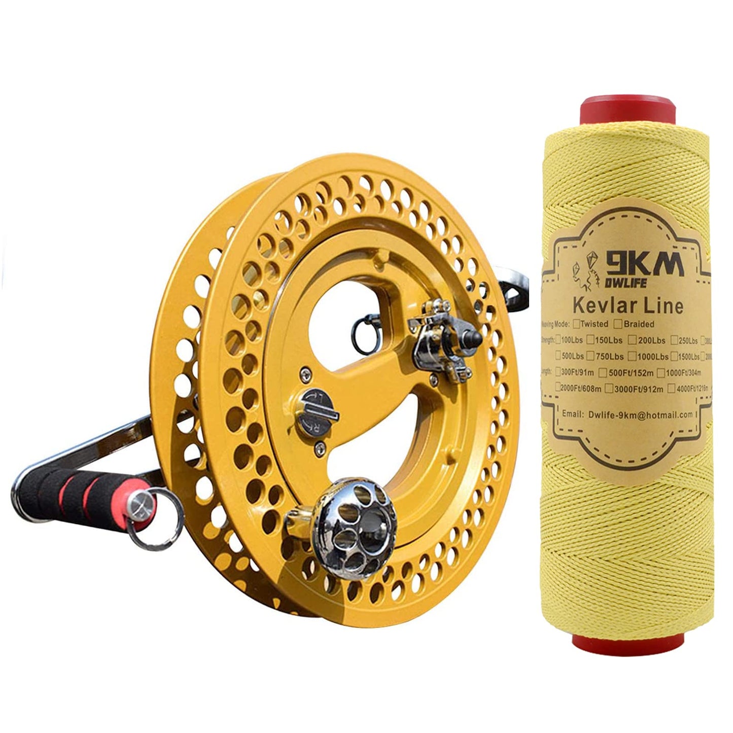 9KM DWLIFE 10.6in Kite Reel Winder and 200Lb 1000Ft 1.1mm Braided Kevlar Kite String
