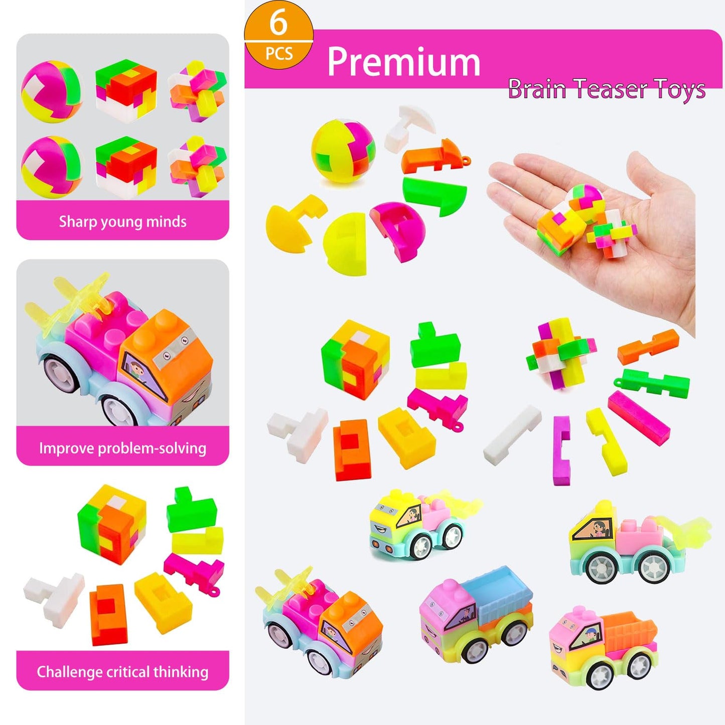 136 Pcs Pop Kids Party Favors Toys Bulk,5-in-1 Classroom Prize Box for 4-10 Ages Boys Girls,Carnival Treasure Box Stuffers Fidget Pop Its,Arts & Educational Toys Goody Bag Fillers,Pinata Stuffers