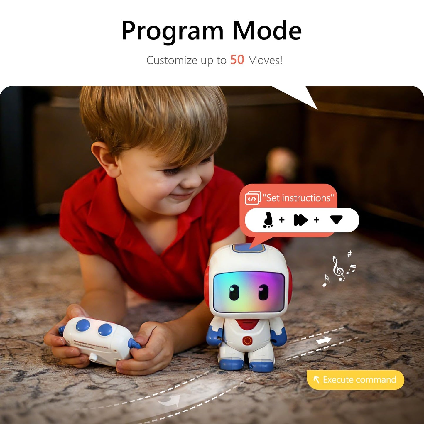GILOBABY Programmable RC Robot Toy for Kids, Rechargeable STEM Astronaut w/LED Face, Playback Mode, Dancing, Remote Jetpack, Gift for 4 5 6 7 8 Year Old Boys Girls (Blue-r)