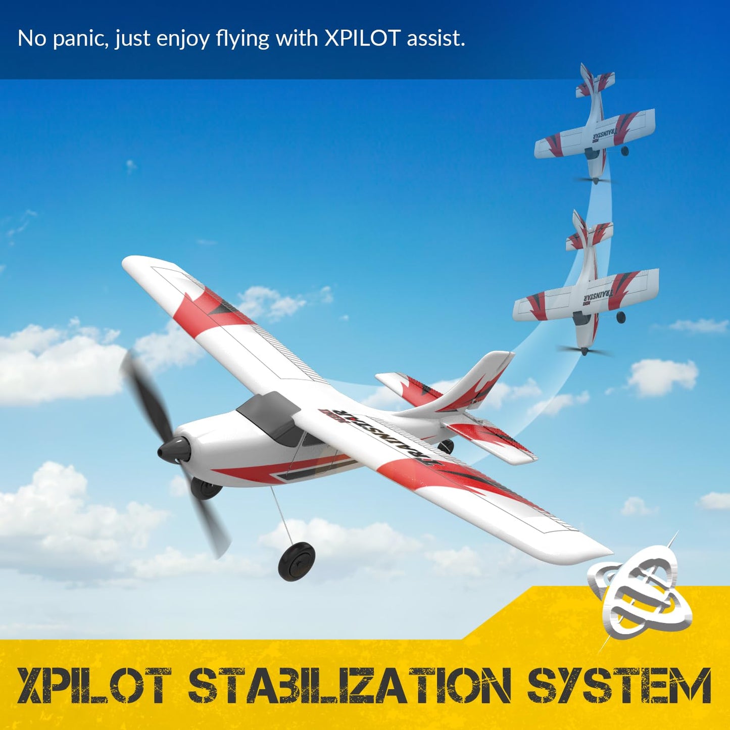 volantexrc RC Plane Trainer 3CH Remote Control Airplane with Prop Saver, 6-Axis Gyro Stabilizer & 3 Modes to Fly, Hobby Radio Controlled Aircraft RTF for Beginners & Adults (400mm,Red)