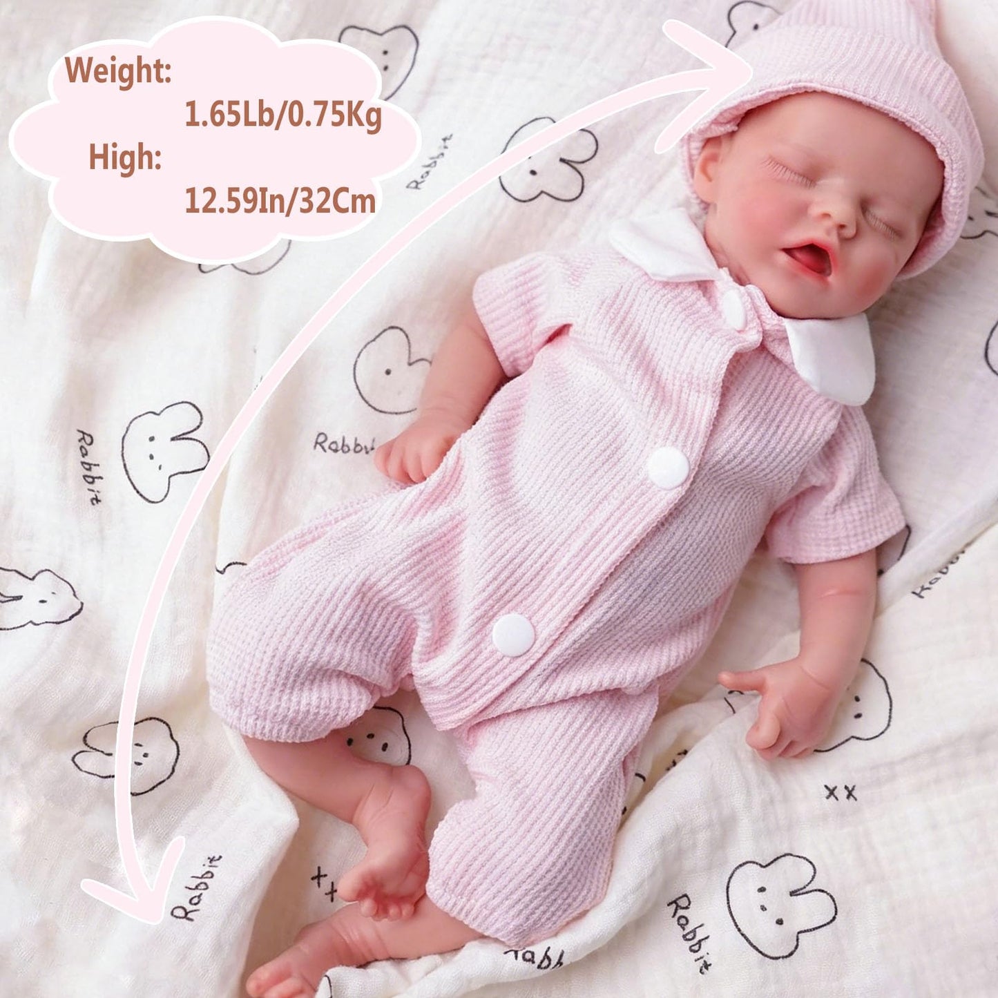GUIENRLEA Reborn Baby Dolls Silicone Full Body, 12 Inch Platinum Silicone Bathable Poseable Soft Lifelike Newborn Body Dolls for Kids 3+ & Collectors