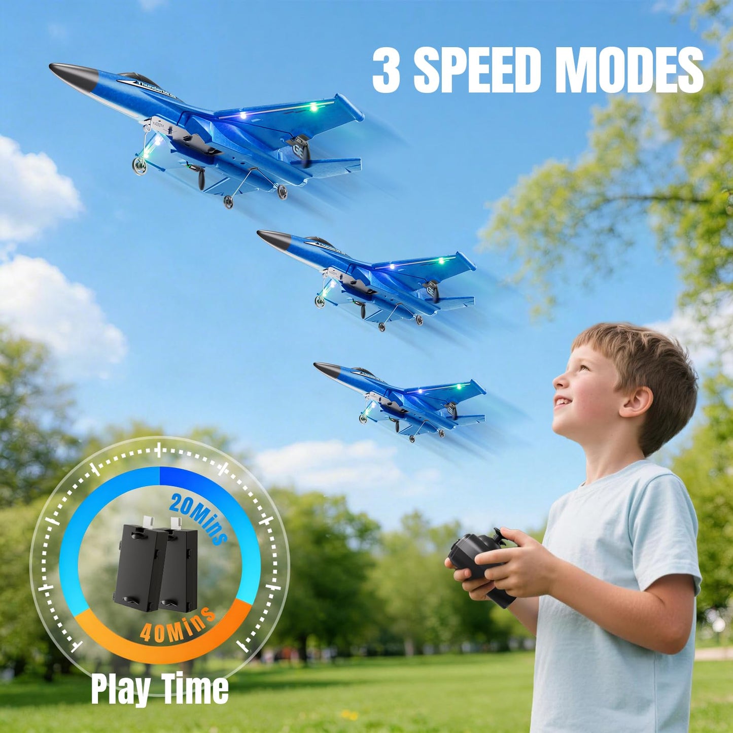 Foam RC Plane for Kids Adults Beginner, Remote Control Airplane RC Jet Helicopter Plane for Kids Adults, 2.4GHz Remote Control Fighter Toys with Gyro Stabilizer Easy to Fly Outdoor Toy for Kids Boys