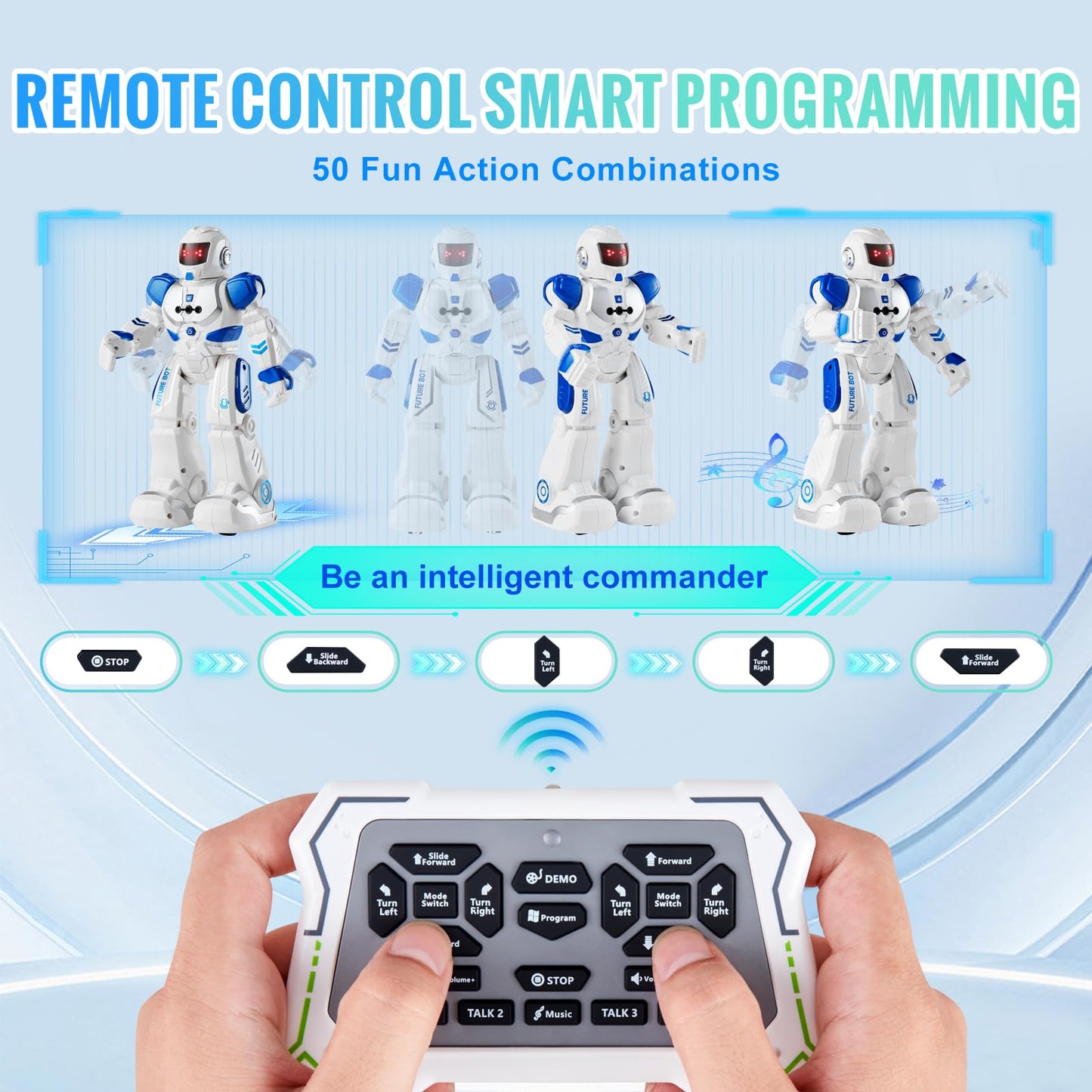 VEVOR RC Robot Toys for Kids, Gesture Sensing Programmable Remote Control Smart Robot, Interactive Walking Singing Dancing Robot for Age 3+ Year Old Boys Girls Birthday Gift Present