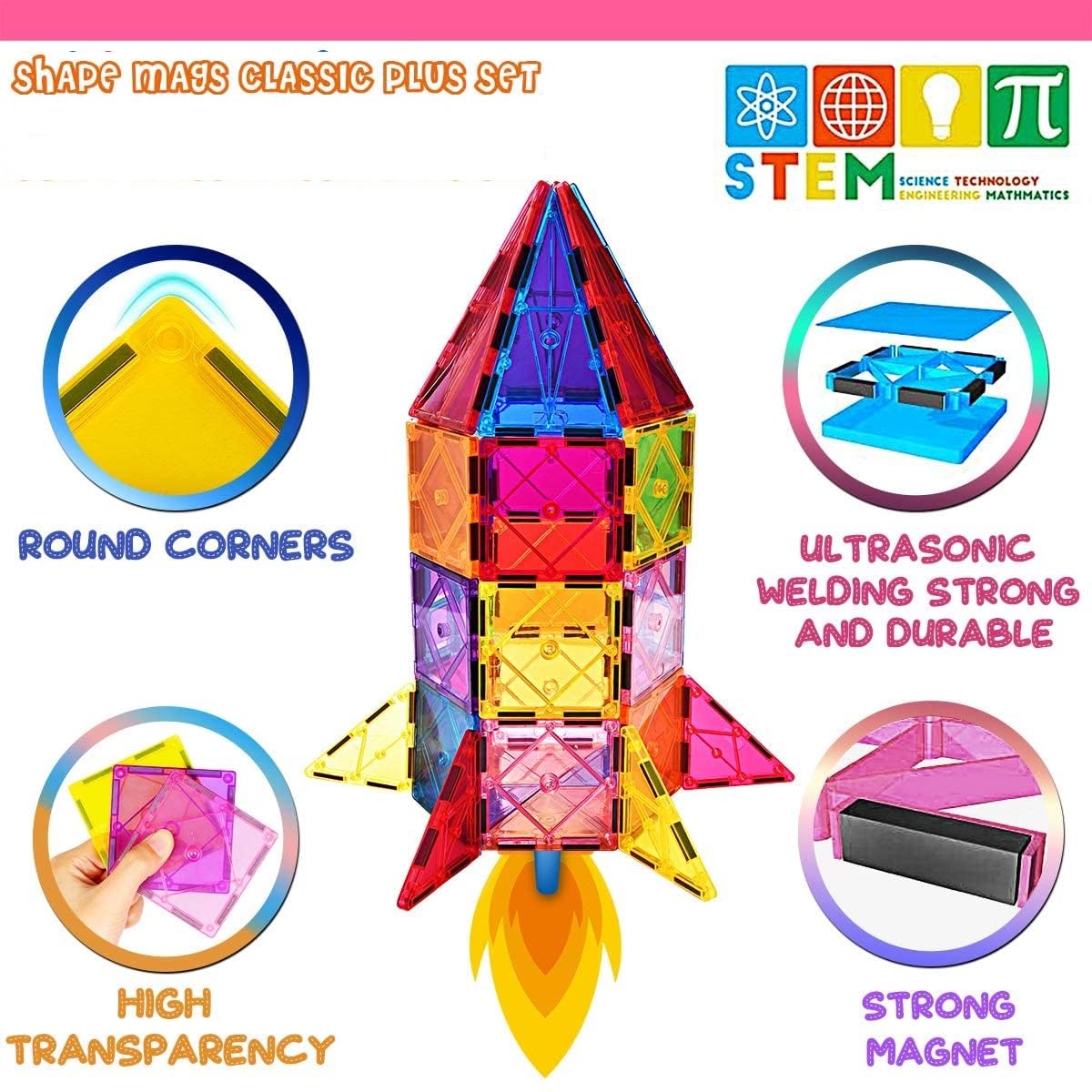 Landtaix 100pcs Magnetic Tiles Magnetic Building Blocks for Toddlers 3 4 5 6 7 Year Old Boys Girls Educational Magnet Blocks Christmas Birthday Gift Toys for Kids Ages 4-8 Sensory Toys 1-3