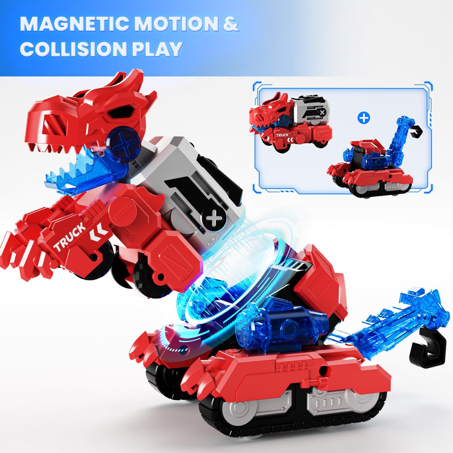 Dimoarch Magnetic Dinosaur Transforming Robot Toys, 6-in-1 Dino Construction Trucks for Kids, Magnetic Car Toys for Boys Girls Age 3 4 5 6 7 8, STEM Educational Christmas Building Gift