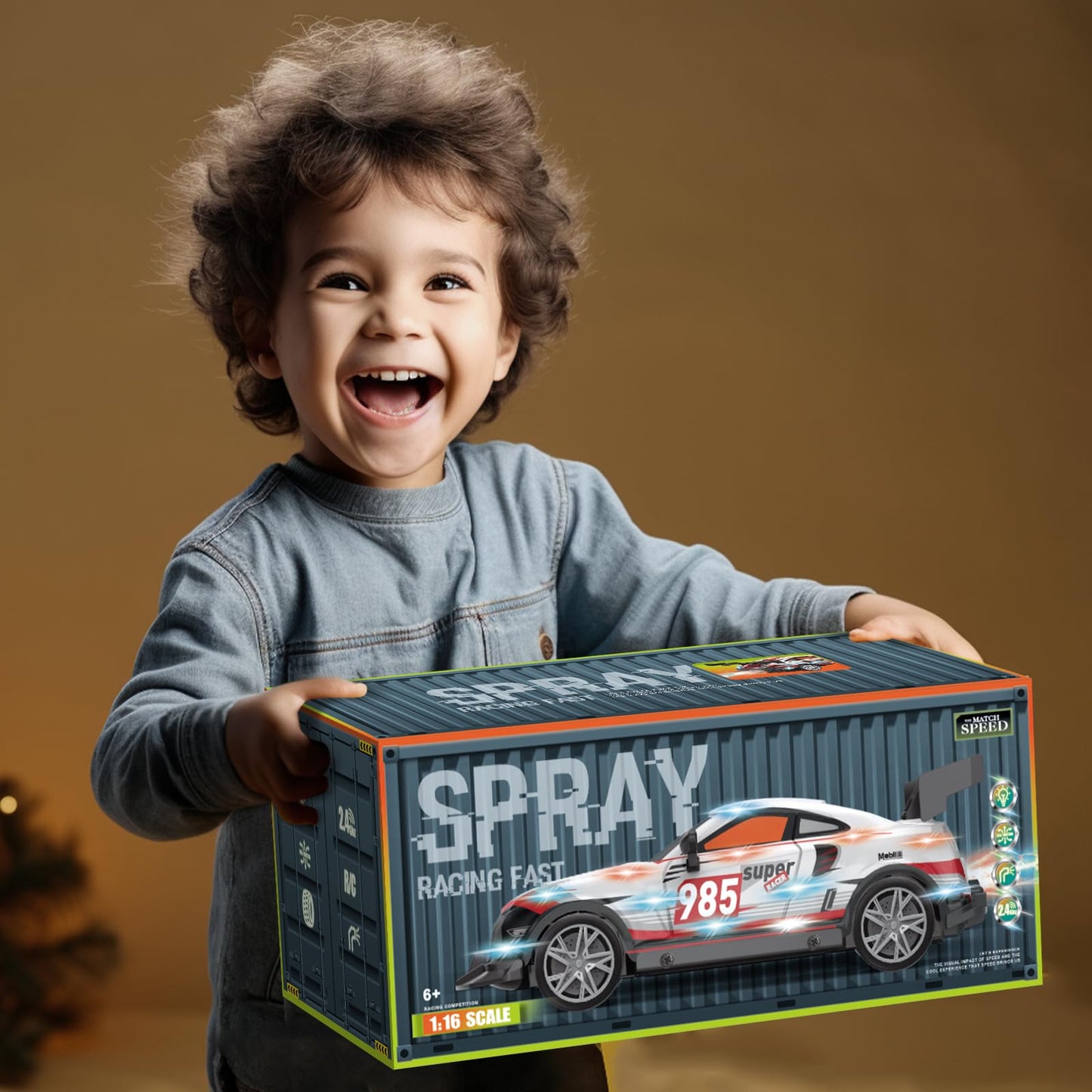 JOYBLI Remote Control Racing Car, Green Camo Design, RC Drift Car with Spray Function, Indoor & Off-Road Compatible