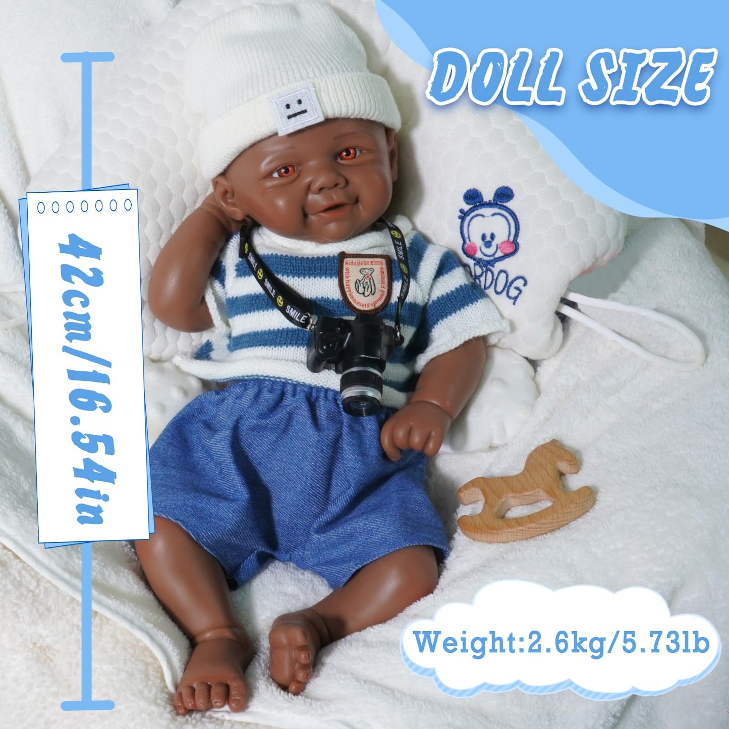 Maletofe Realistic Reborn Baby Doll, 17 Inch Silicone Baby Doll Girl, Full Body for Boys and Girls, Clothing Accessories Included, Kids Gift Set (Itian - Tan)