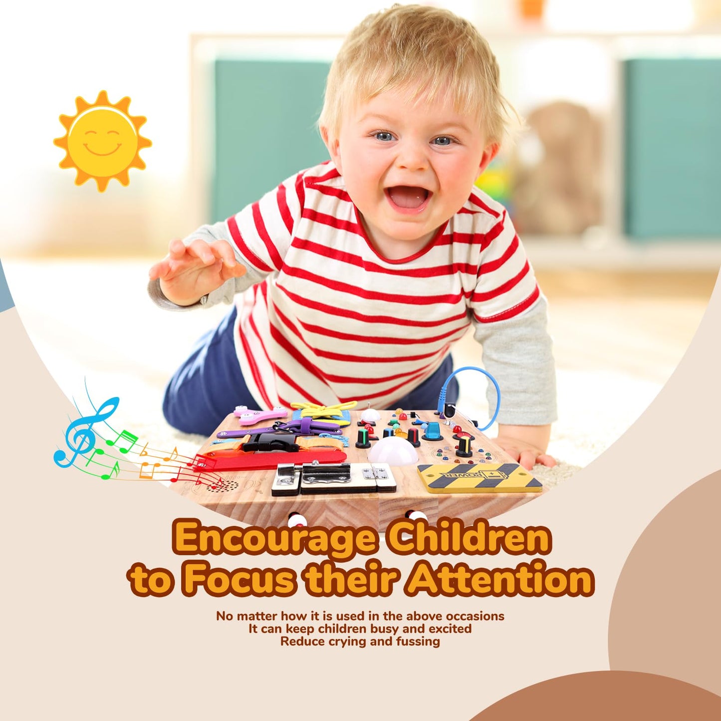 Sumsoltic Busy Board,Montessori Toys for 1-3 Year Old Boys & Girls,Travel Educational Learning Activities for Toddlers,Sensory Toy for Kids with Autism (Busy Board v3)
