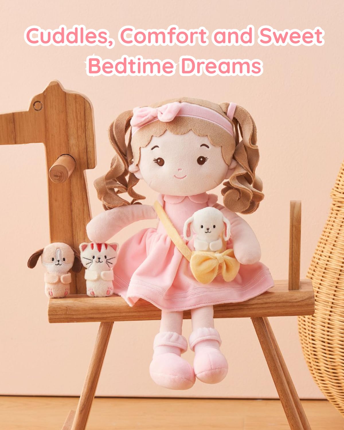 LeyaDoll Soft Baby Doll Toys (16''), My First Baby Rag Doll for 1 Year-Old Girl Birthday Gift, Christmas Plush Toys Gift for Toddler Kids Infants-Daydream-Milly and Her Pet-Bunny