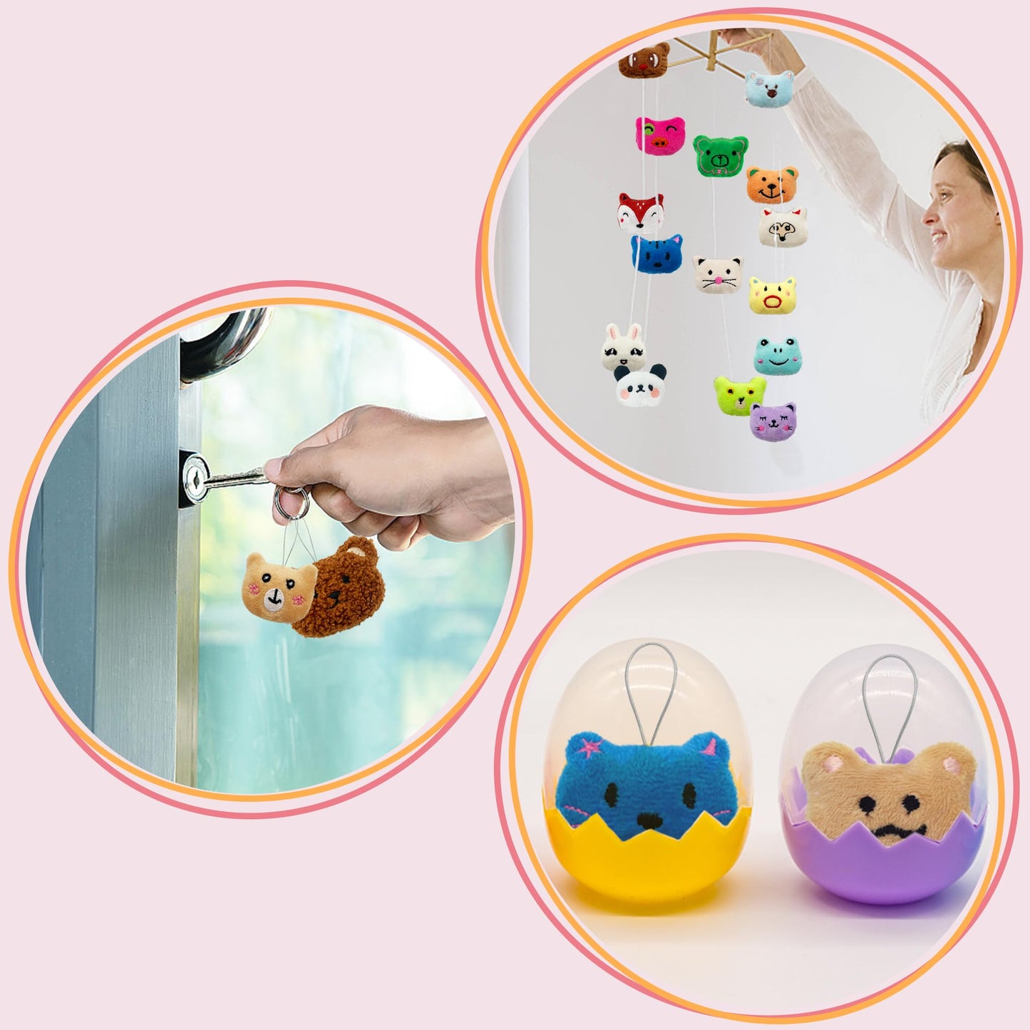 XIPEGPA 46 PCS Mini Animal Plush Toys Set Cute Small Animal Stuffed Toy Keychain for Party Favors Keychain Ornament for Goody Bag Easter Egg Stuffers Carnival Birthday Party Classroom Prizes