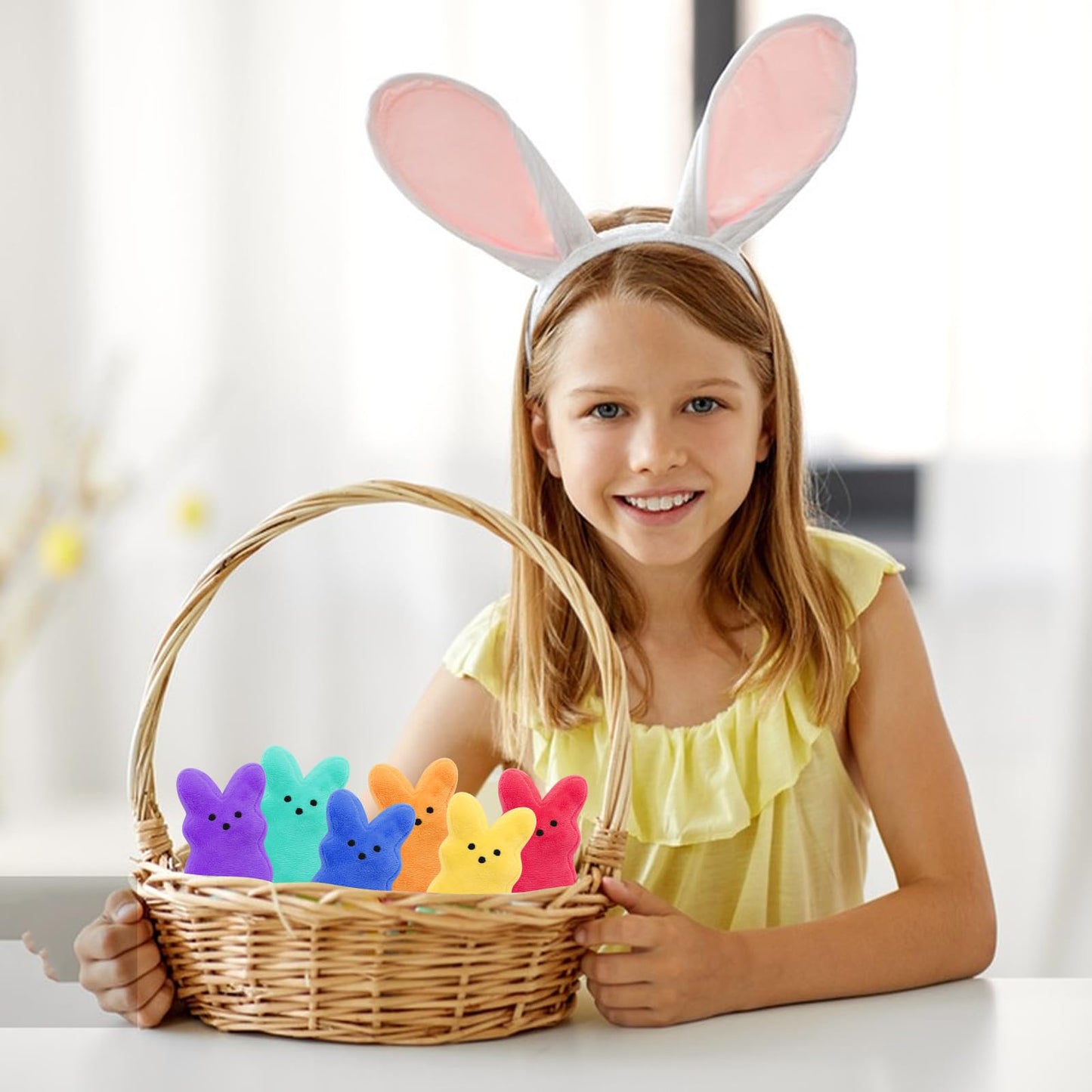 RLXGCZ 6 Pcs Easter Bunny Plush Toys,Easter Basket Stuffers Toys for Kids,Bunny Stuffed Animals, Easter Party Favors Gift Toys for Kids
