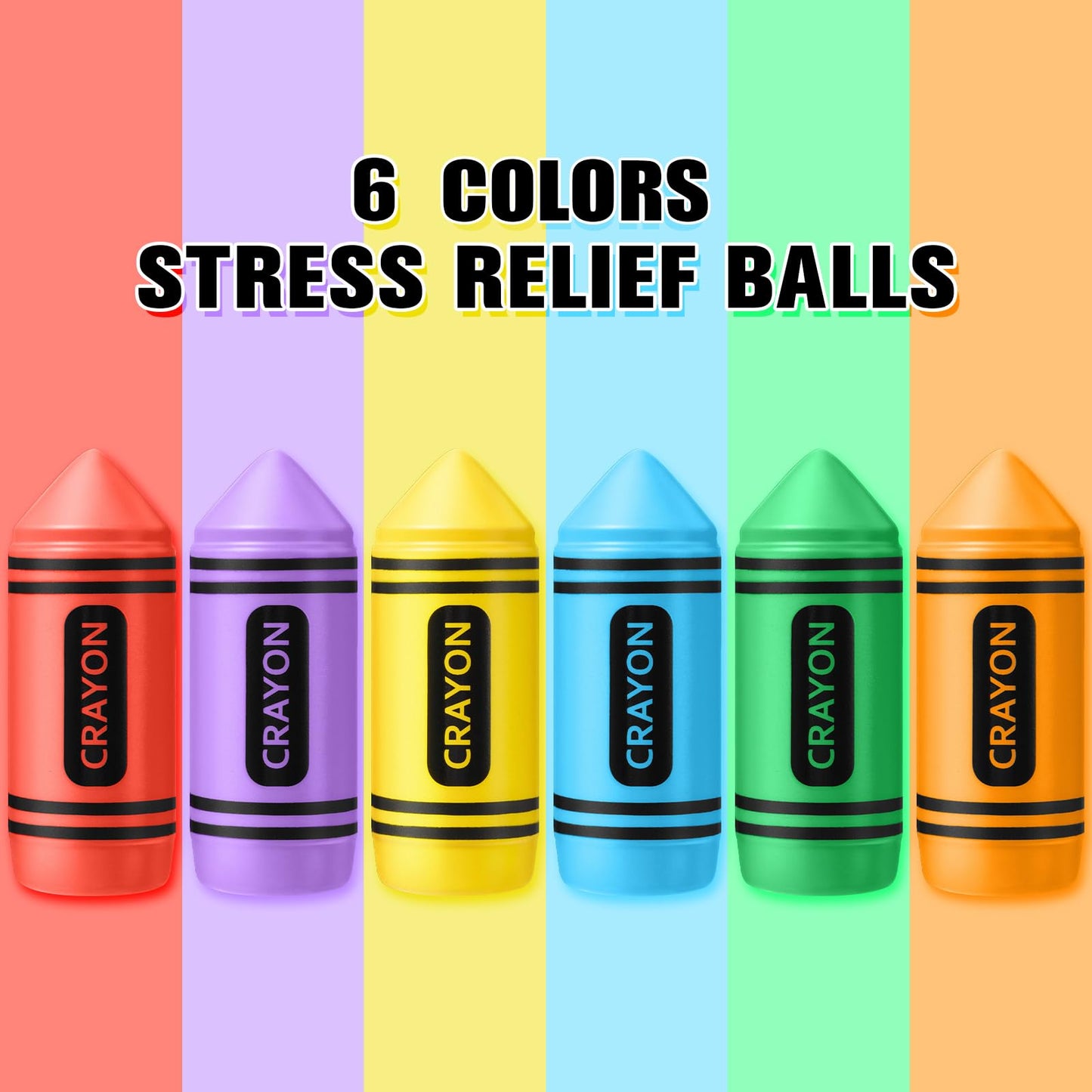 Wiwiqing 12 Pcs 3.94 Inches Crayon Stress Balls Toys Teacher Gift Kids Adult Classroom School Student Reward Graduation Party Favors Prizes Motivational Foam Stress Relief Slow Rising Hand Squeeze