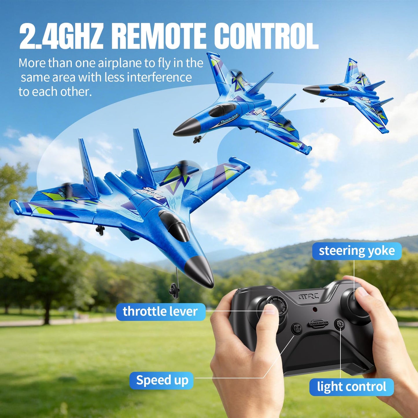 Foam RC Plane for Kids Adults Beginner, Remote Control Airplane RC Jet Helicopter Plane for Kids Adults, 2.4GHz Remote Control Fighter Toys with Gyro Stabilizer Easy to Fly Outdoor Toy for Kids Boys