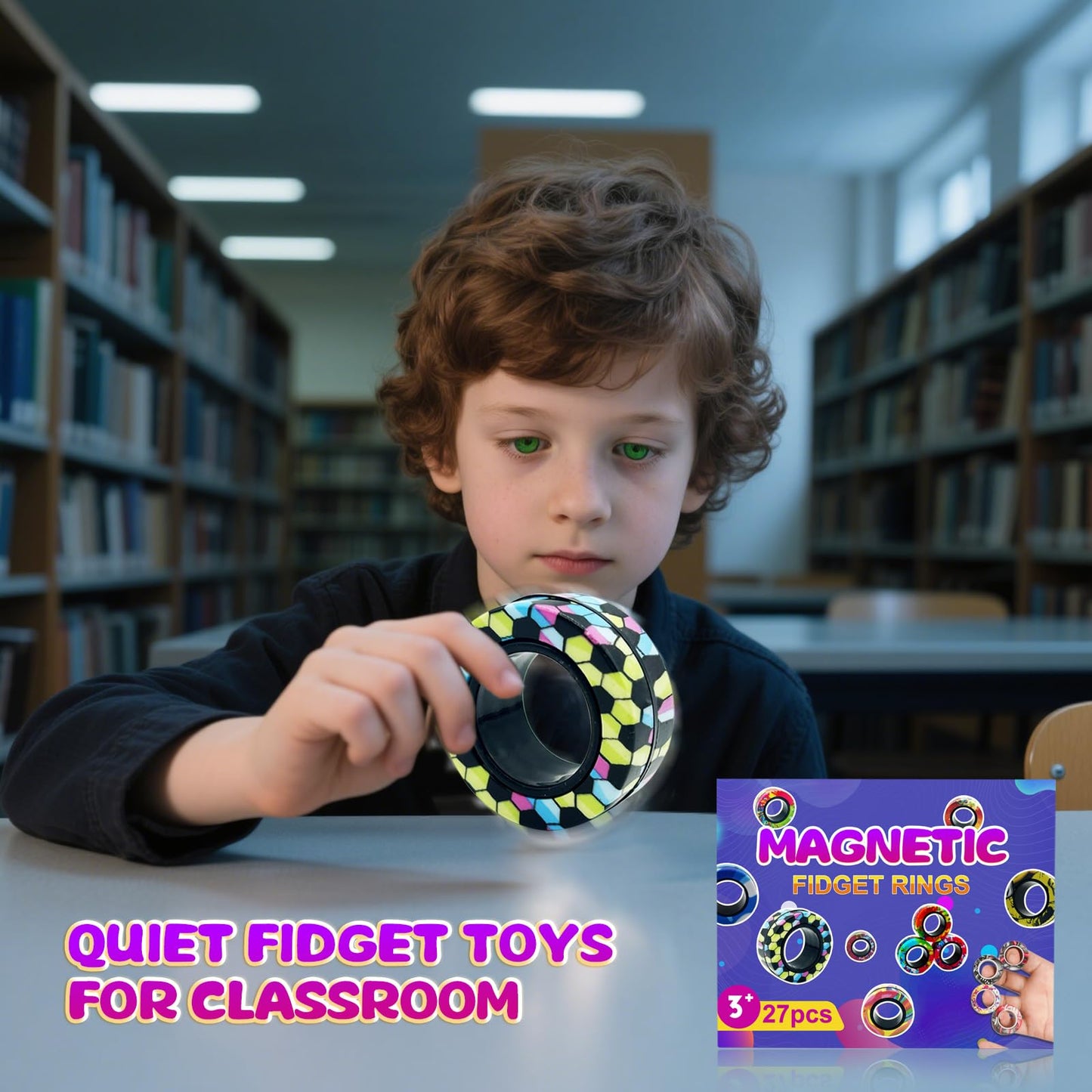 15 Pcs Magnetic Rings Fidget Toys Set Classroom Prizes for Kids Finger Magnet Rings ADHD Anxiety Fidget Spinner Rings for Relief Birthday Present for Adults Teens Kids