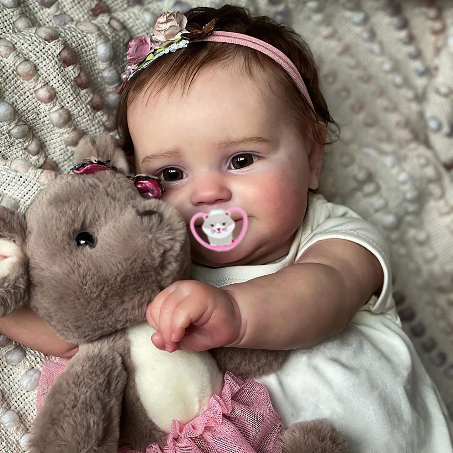TERABITHIA 20 Inches Lifelike Premie Baby Size Reborn Baby Doll with Soft Weighted Body Look Real Sweet Smiling Realistic Newborn Girl Doll, A Moment in My Arms, Forever in My Heart