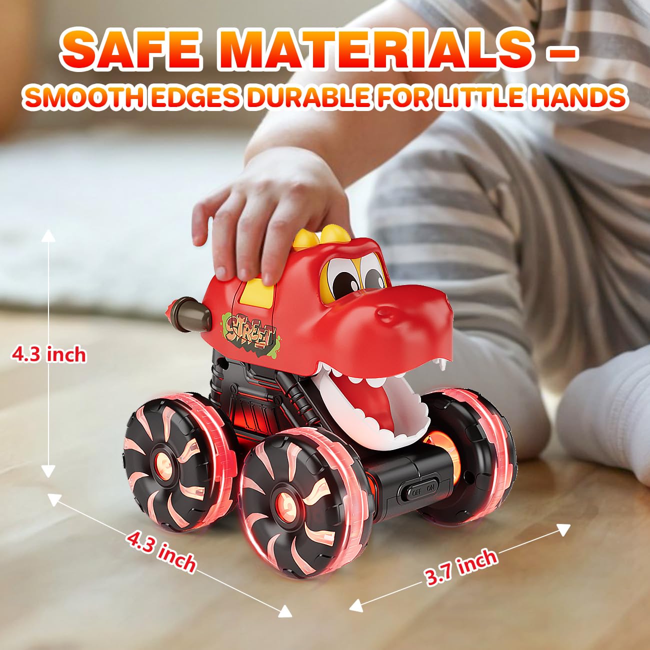 Dinosaur Monster Trucks for Toddlers 2-4: Toy Cars 3 Pack for Toddler Age 1-3,Light-Up Truck,Moving Mouth, Car Toys for 1 Year Old Boy,Dinosaurs Toy Kids 3-5,5-7,Boys Girls Gifts (Yellow-Green-Red)