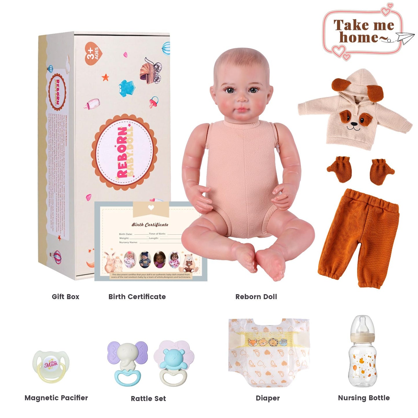BABESIDE Lifelike Reborn Baby Dolls, 20 Inch Realistic Real Life Baby Poseable Doll Boy Soft Vinyl and Cloth Body Baby Dolls with Clothes and Toy Gift for Kids Age 3+