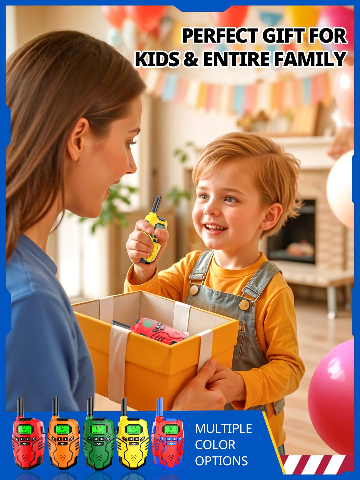 Inspireyes Walkie Talkies Toys for Kids Rechargeable, Long Range 2 Way Radio, Outdoor Camping Games Party Toys for 3 4 5 8-12 Year Old Boys Birthday Xmas Gift for Kids, 3 Pack