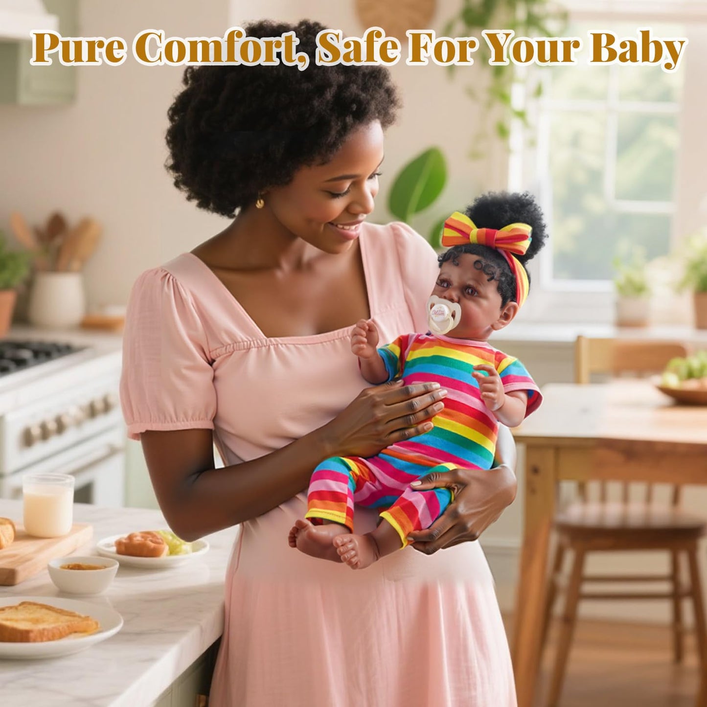 JIZHI Reborn Baby Dolls Black - Lifelike Soft Body African American Realistic-Newborn Girl Doll 20 Inch Best Birthday Gift Set and Toy Accessories Gift for Kids Age 3
