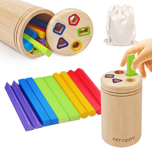 MTTIERY Montessori Wooden Stick Color Sorting Toys for 3 Year Old,Preschool Learning Activities Educational Fine Motor Matching Game,Birthday Gifts for Boys Girls