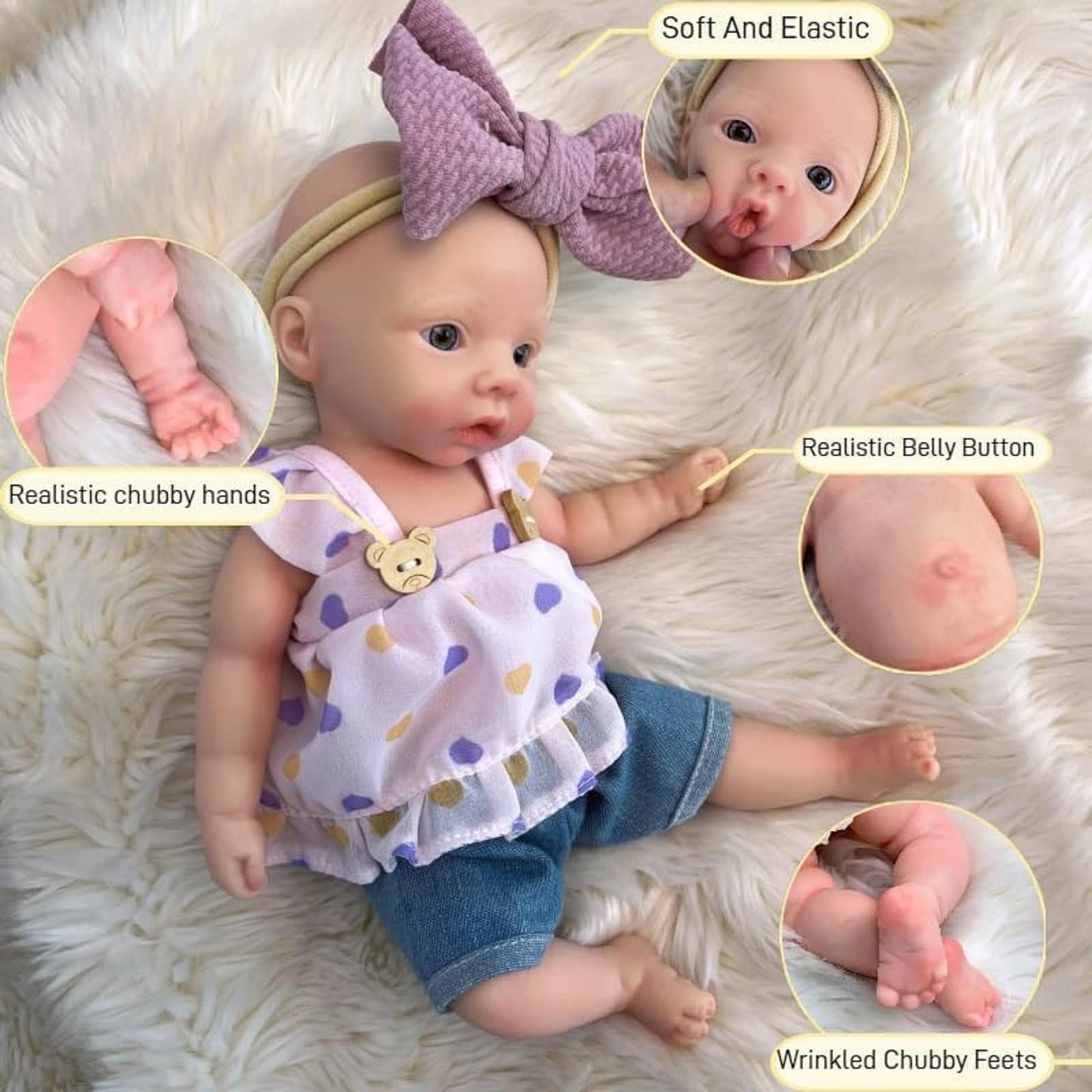 Yokyyi 11 Inch Full Body Silicone Reborn Baby Doll, Eyes Open Realistic Lifelike Full Silicone Body Baby Girl