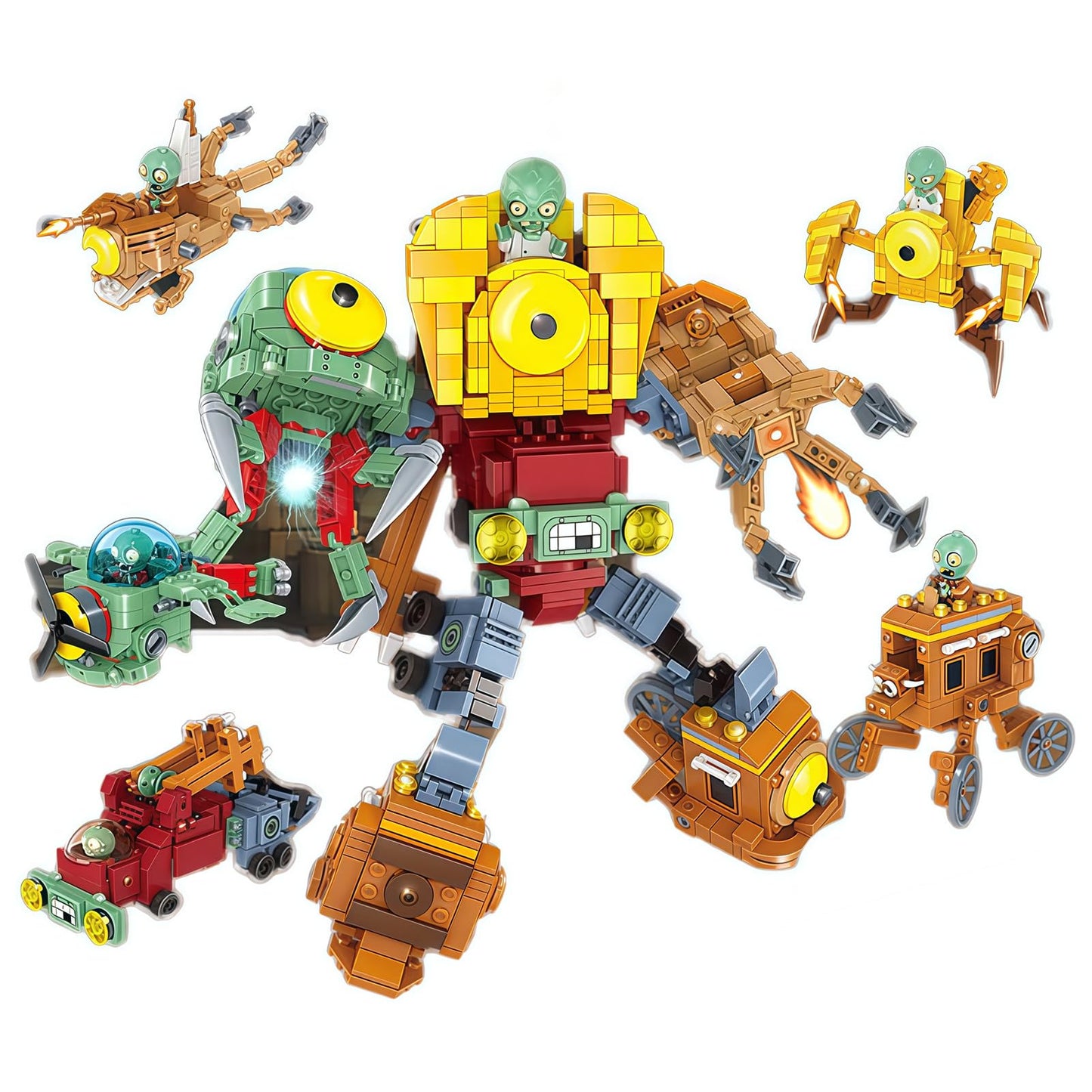JHESAO 1 PCS Plants and Zombies Toys Assembly Action Figures PVZ Assemblable Toys Set 1 2 Series Great Gifts for Kids and Fans,Birthday and Christmas Party New