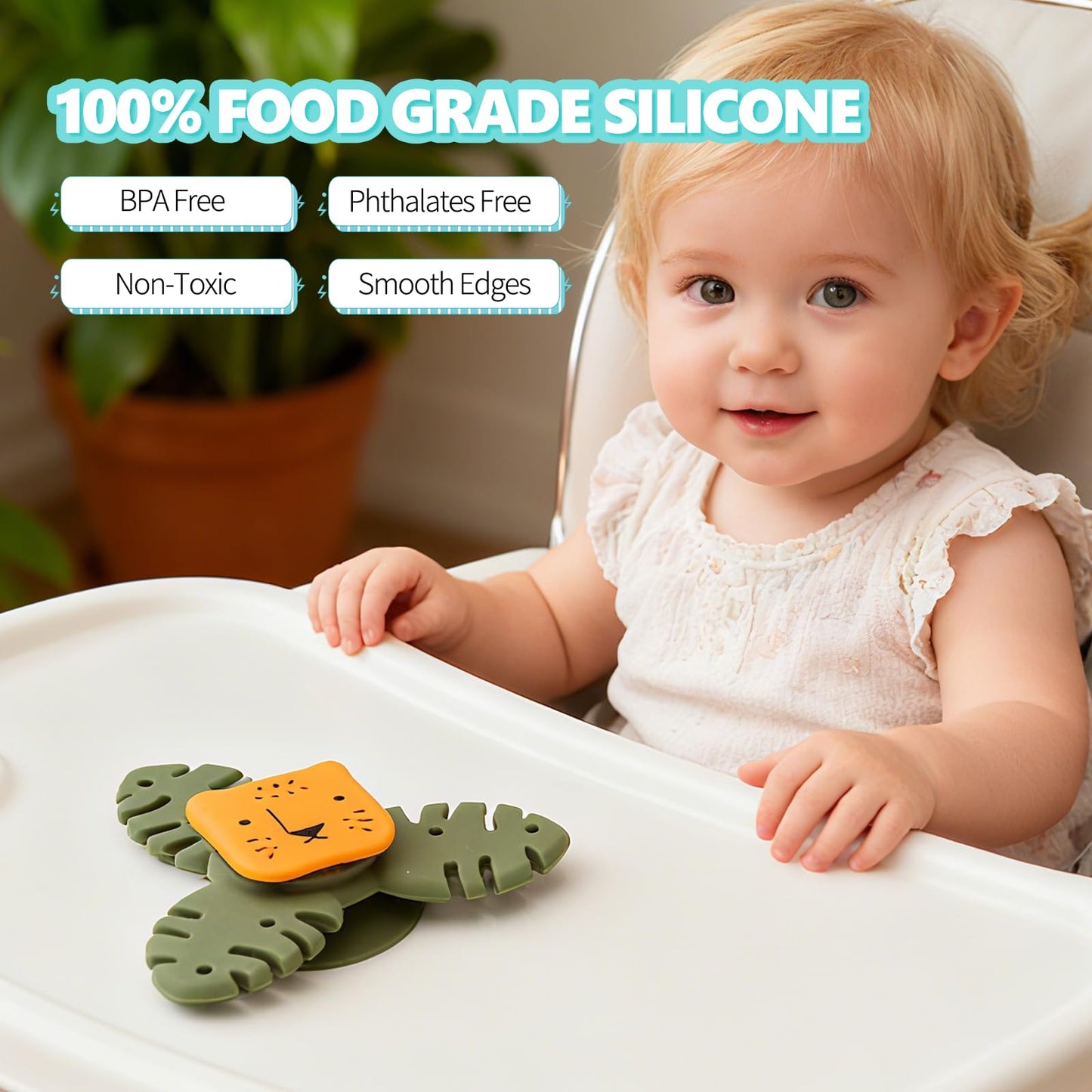 Silicone Suction Cup Spinner Toy for Babies&Toddlers – Food-Grade Safe & Fun Sensory Toy for Teething & Play – Perfect Baby Bath, High Chair & Travel Toy, Ideal Baby Gift for 1-3