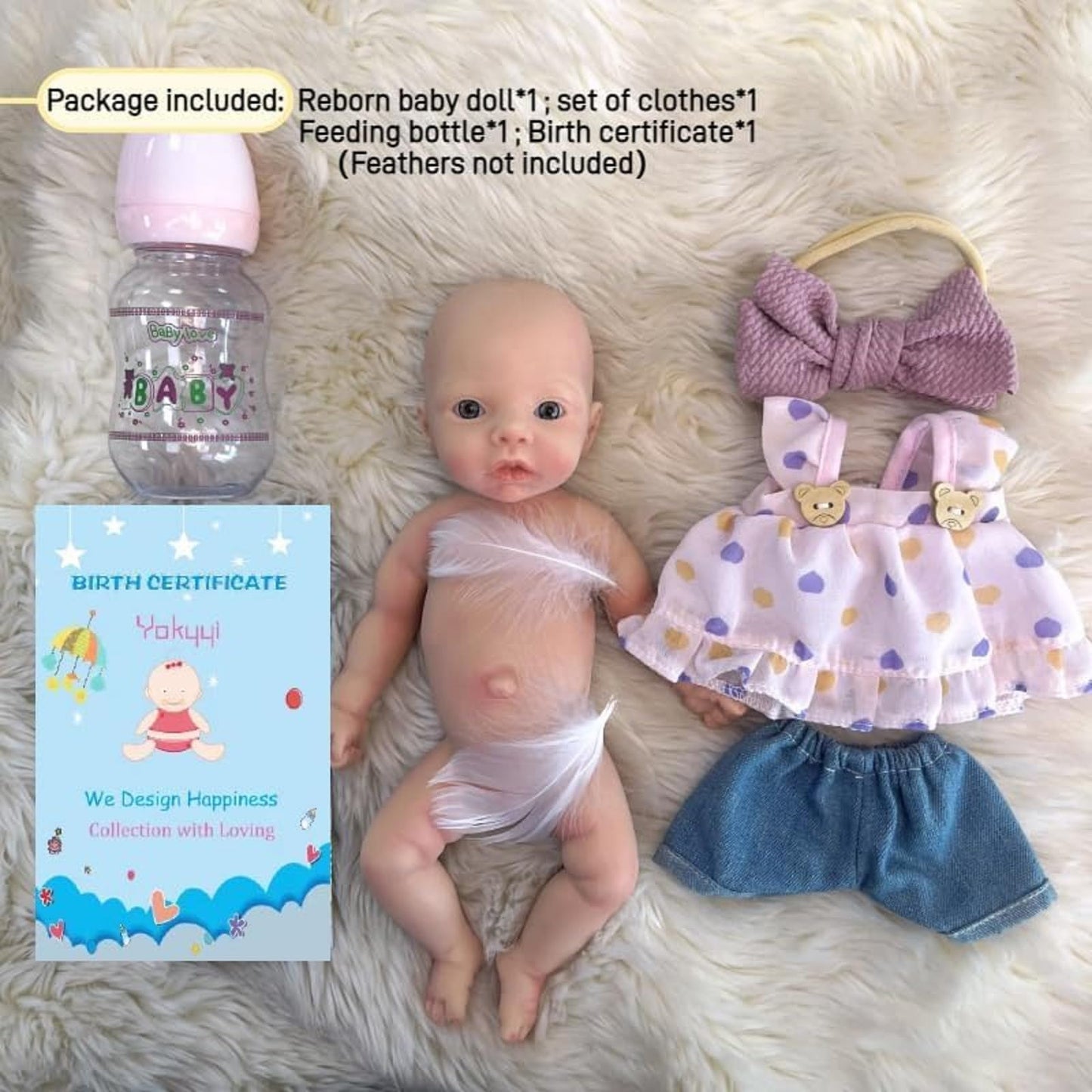 Yokyyi 11 Inch Full Body Silicone Reborn Baby Doll, Eyes Open Realistic Lifelike Full Silicone Body Baby Girl