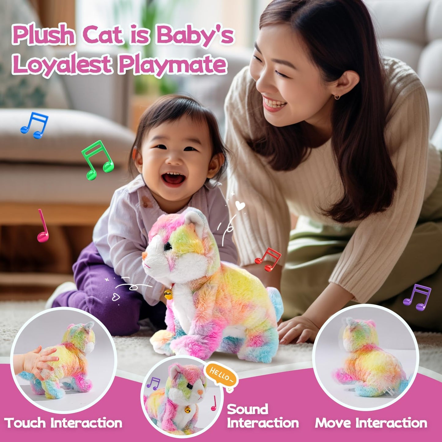 SWTOIPIG Interactive Plush Toys, Stuffed Toy, Stuffed Animal Toy, Walking Toys, Interactive Sound Control Electronic Cats Robot Pets Gift for Children