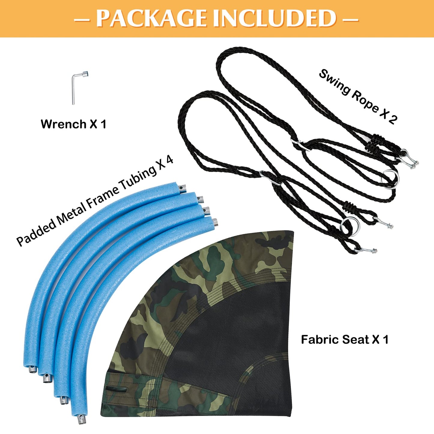 LDAILY Moccha Flying Saucer Tree Swing, Giant 40” Round Swing with Metal Frame, Adjustable Hanging Rope, Waterproof 600D Oxford Cloth, Indoor Outdoor Swing for Backyard, Playground (Camo Green)