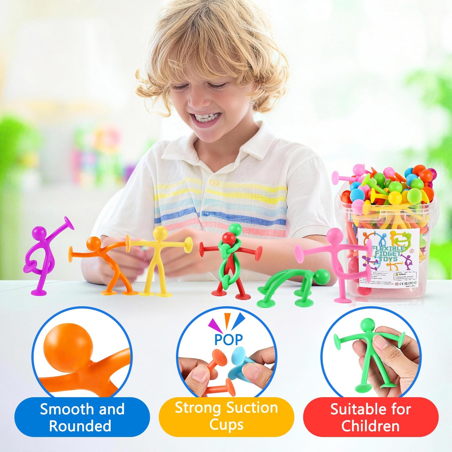 GOLDGE 35 Pack Suction Cup Sensory Toys, Silicone Suction Fidget Toys for Kids with Autism, Bulk Travel Toys for Calming Down, Stress Relief, Party Favors, Stocking Stuffers, Prizes for Boys & Girls