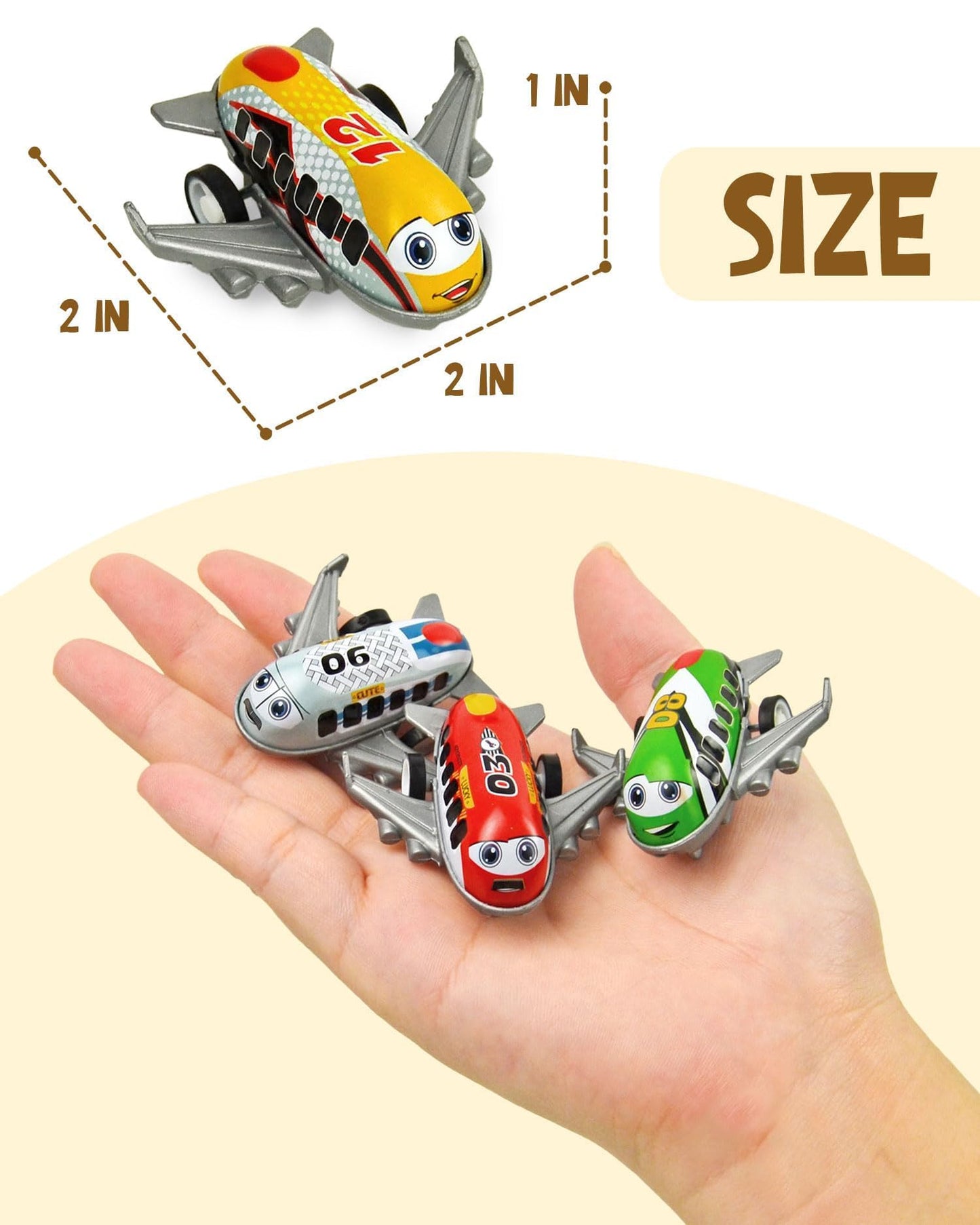 Vileafy 27 PCS Metal Shell Pull Back Airplane Toys for Kids – Cartoon Mini Airplanes with Plastic Base for Party Favors, Classroom Treasure Box Prizes, Goodie Bag Stuffers