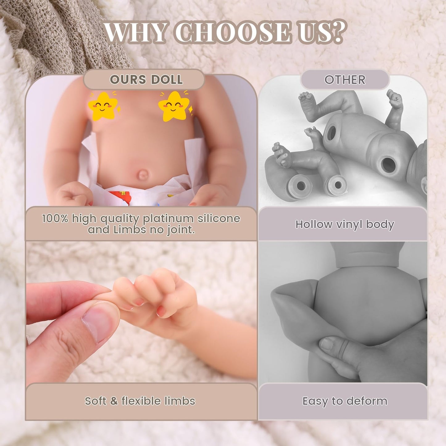 BABESIDE 16 Inch Silicone Baby Doll Realistic Newborn Girl Reborn Doll with Pink Gingham Outfit, Full Body Platinum Silicone Lifelike Baby Gift for Kids 3+ & Collectors