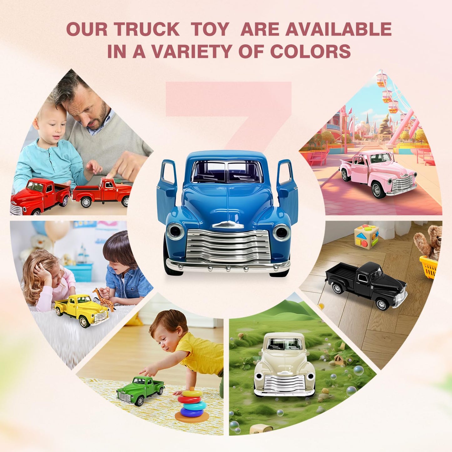 AGSIXZLAN Little Blue Truck Toy for Toddlers 2 3 4 5 6 7 8 Year Old Boys Girls,1:32 Alloy Toddlers Car Toy Driveable,Car Door Can Open,Toy Trucks for Kids Easter Christmas Birthday Gifts