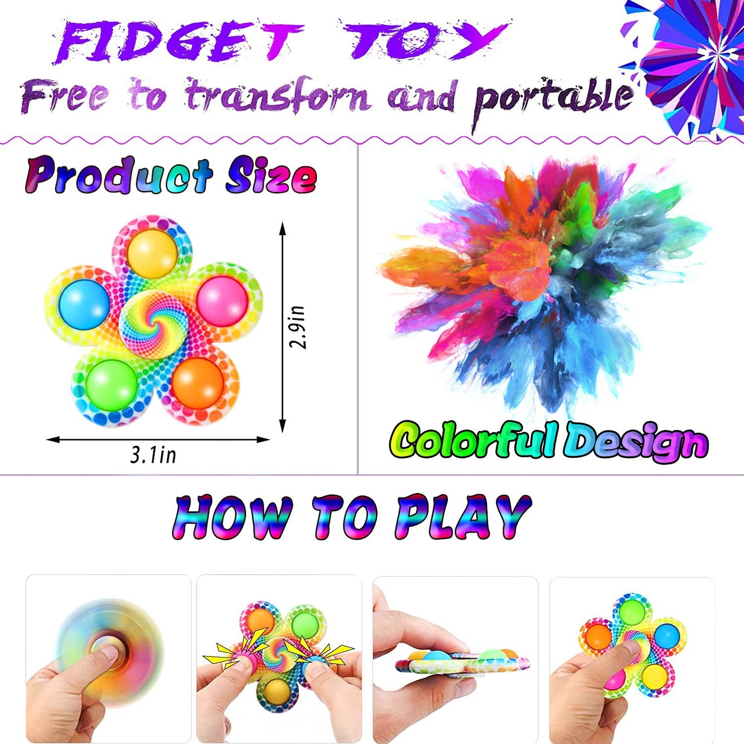 5PC Fidget Toys Adults Set Fidgets for Classroom Must Have Autism Sensory Pack Figette Cube ADHD Special Treasure Prize Tool Stress Relief Desk Cool Gadget for Kid Easter Basket Stuffers for Teen Boys