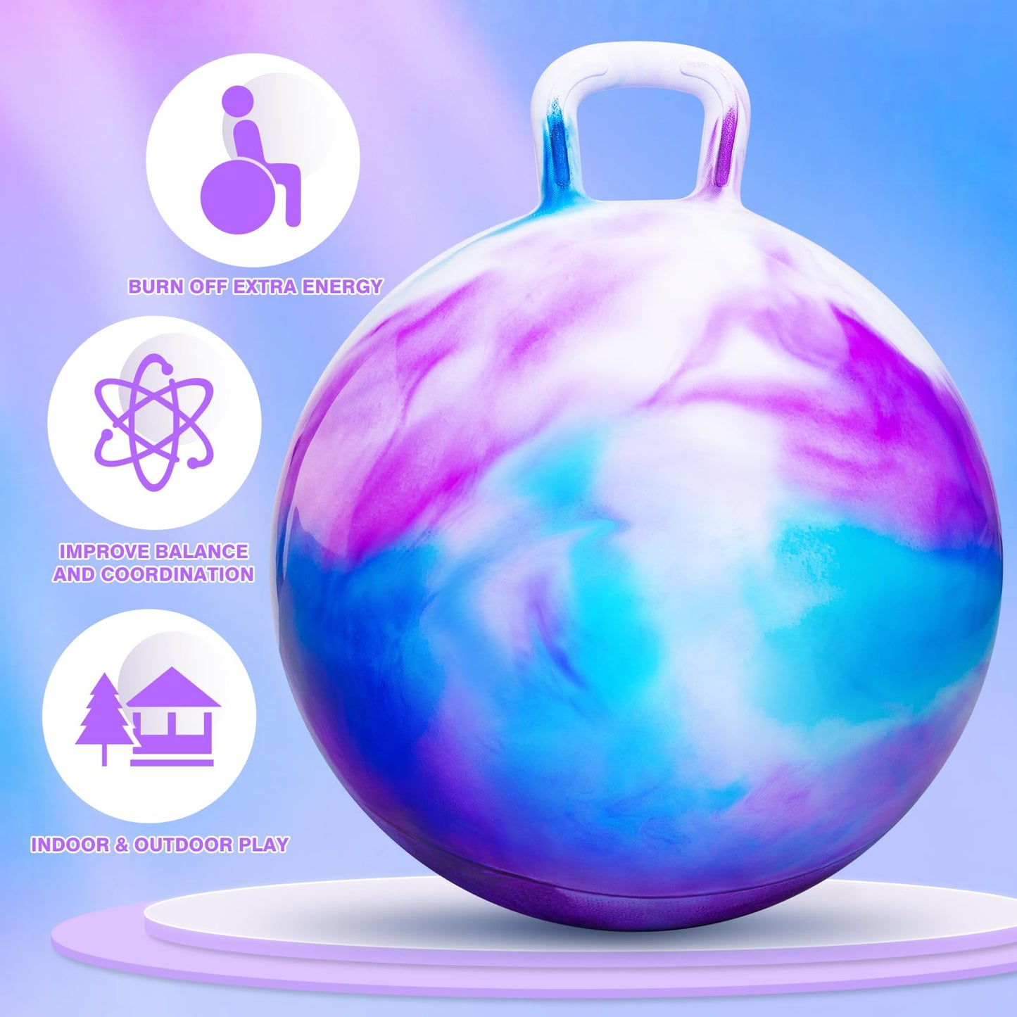 PlayZap Hopper Balls for Kids 6-12, 20 Inches Bouncy Ball with Handle, 20" Inflatable Bouncing Hopper, 50cm Bouncing Toys, Outdoor Hopping Toys for Girls Boys Gifts