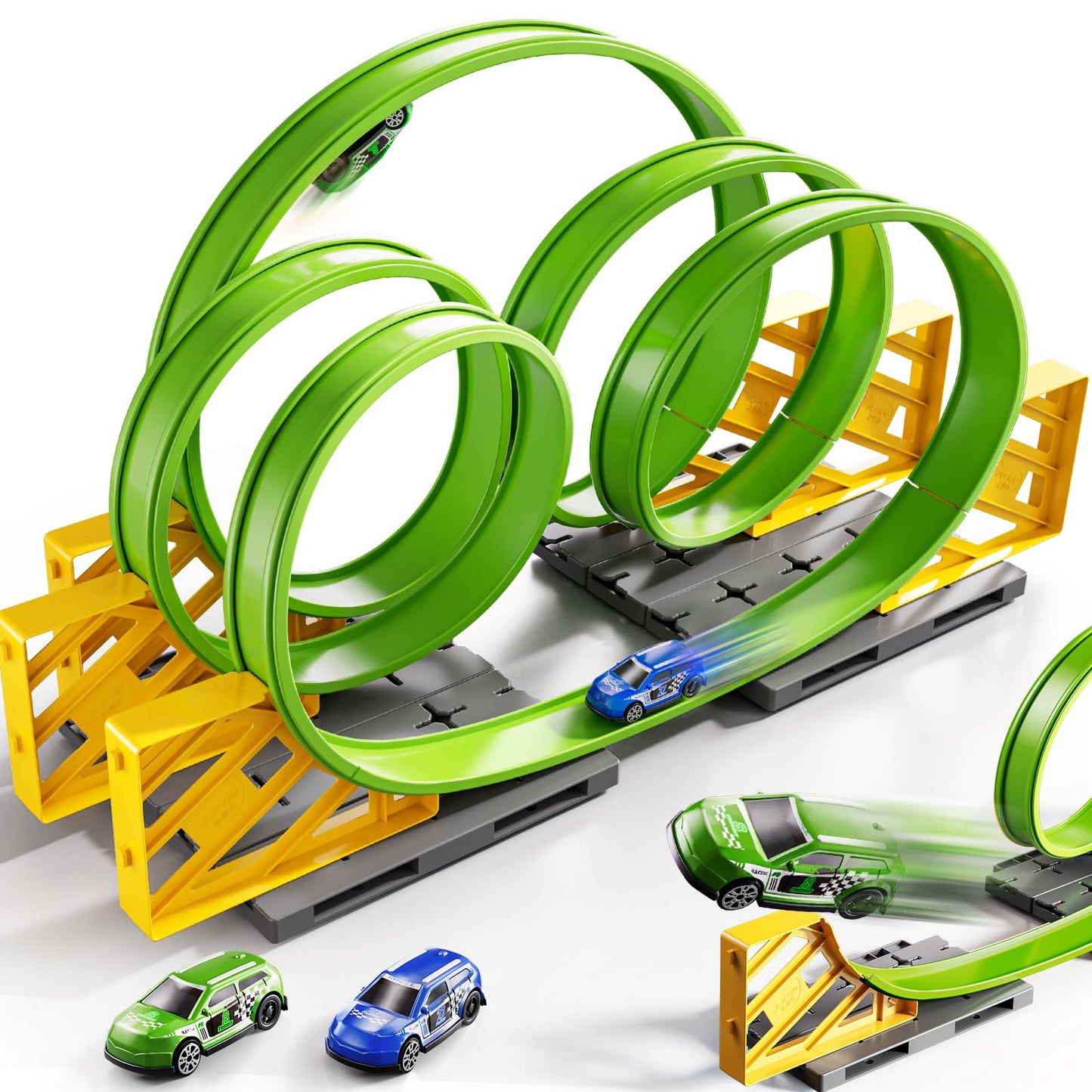GOGIHCCH Race Track Car Set for Kids Ages 3-5 4-8, Toy Car Track Set for Boys 3+ with 5 Rotating Track, Race Car Track with 2 Small Cars, Boys Toy, Gifts Toys for Boys Girls 3 4 5 6 7 8