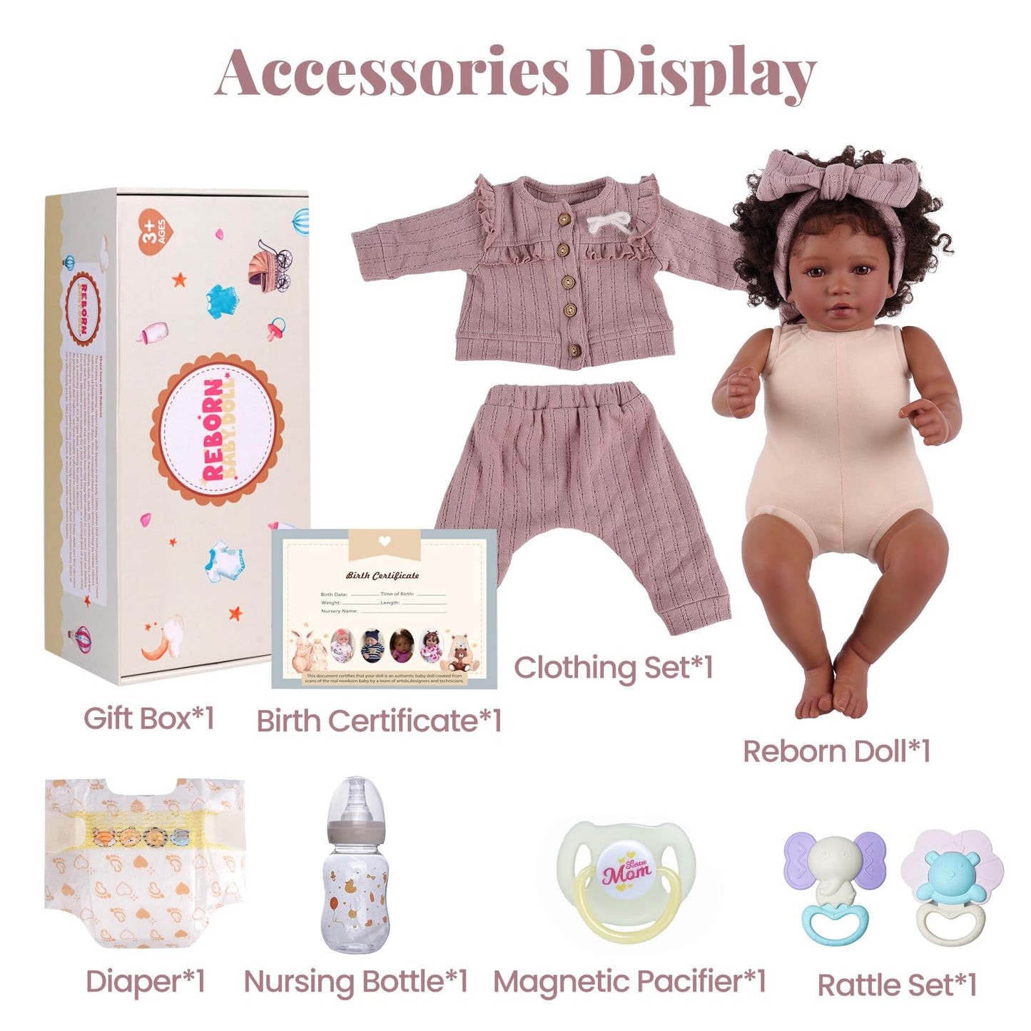 BABESIDE Reborn Baby Dolls Black Girl Callie - 20 Inch Soft Body Realistic Baby Doll Handmade Real Life Baby Dolls with Clothes and Toy Gift for Kids Age 3+