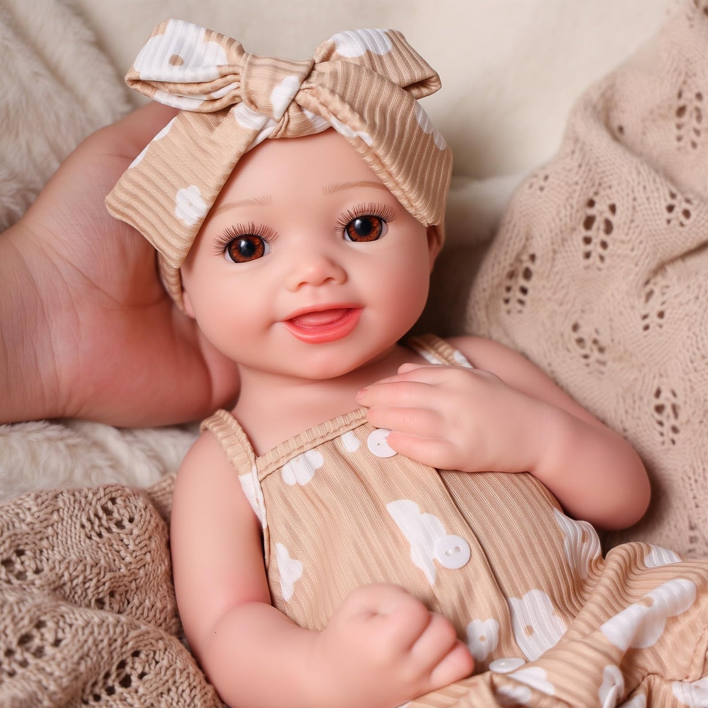BABESIDE Reborn Baby Dolls Silicone Full Body - 16 Inch Silicone Baby Doll, Realistic Baby Doll Girl with Lifelike Details, Soft Full Body Gift for Girls Ages 3+